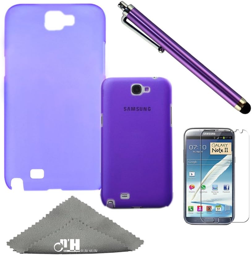 Ollow Hollow Purple 0.5mm Ultra Thin Transparent Matte PC Cover case for Samsung Galaxy Note II N7100 +Screen Protector film +Stylus pen + Cleaning cloth