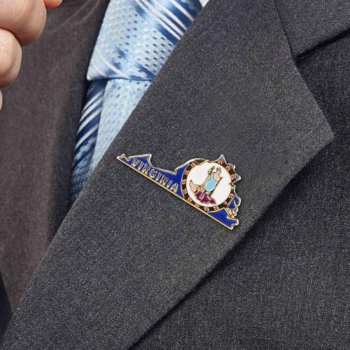 Image of State Shaped Map Lapel Metal Pin Enamel Brooch Keepsake Beautifully Designed for Backpack Hat