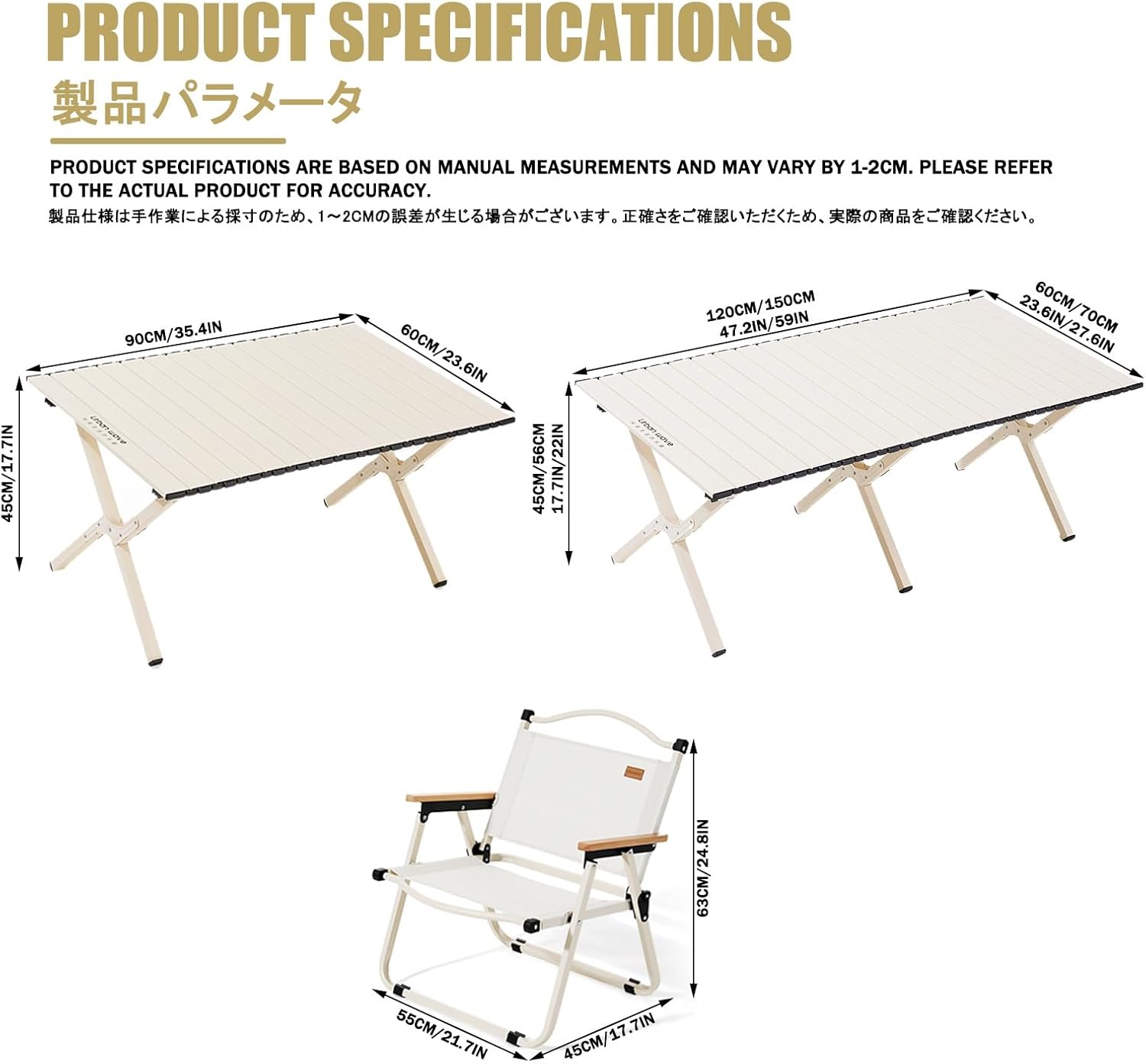 Folding Picnic Table and Chairs，Folding Picnic Table and Bench Set，Comes with A Storage Bag, Suitable for Beach, Hiking, Traveling, Fishing, Barbecue.(Wood,90CM+2 Chairs)