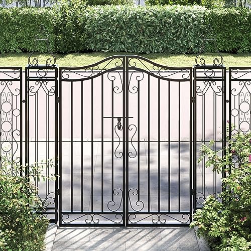 Festnight Design Gartentor Schwarz 120 cm Gartentor Metall Gartentür Eingangstor Gartenpforte Metall mit Dekor Antik Pforte Eisen Tor