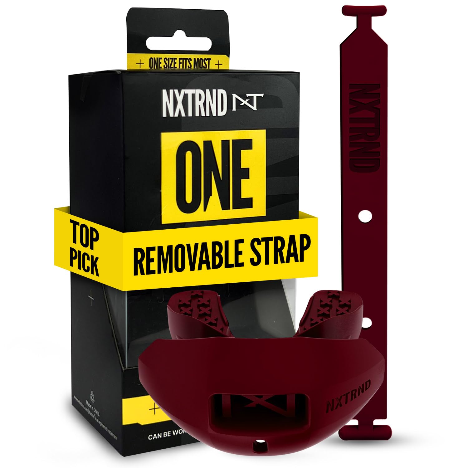 Nxtrnd One Football Mouth Guard, Strap Included, Fits Adult & Youth (Maroon)