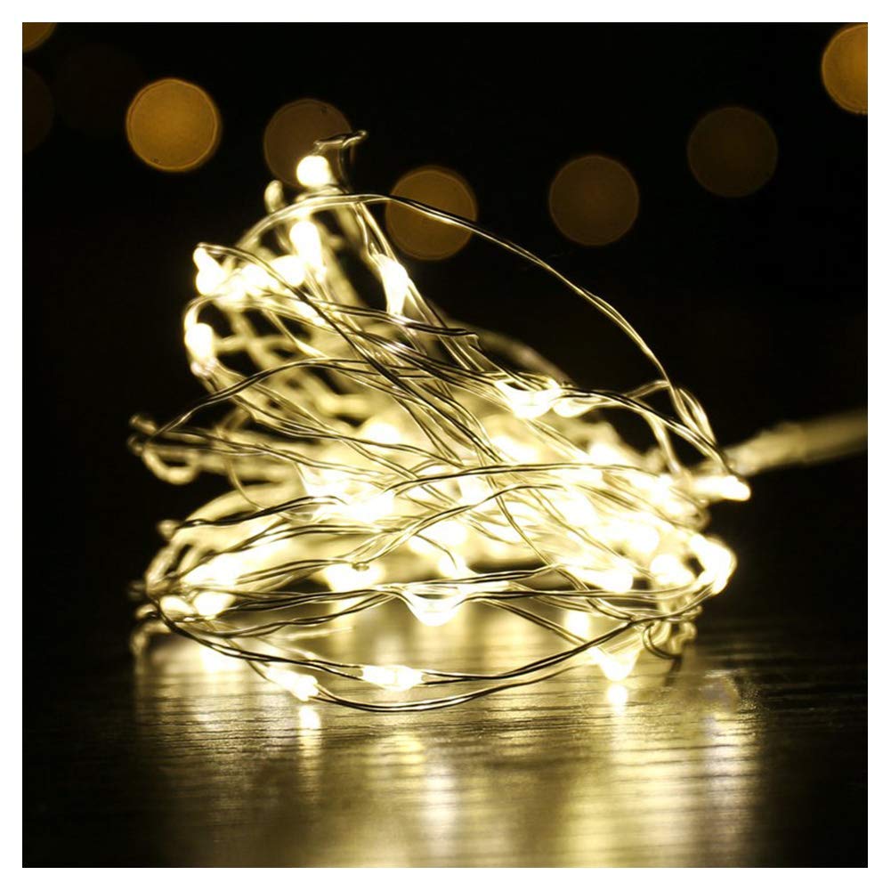 Luci Natalizie,Luci LED da Fata,Luci stellate a Corde Impermeabili Bianco Caldo su Filo di Rame,luci lucciole per Interni Natalizi Esterni Decorativi,10M100LED