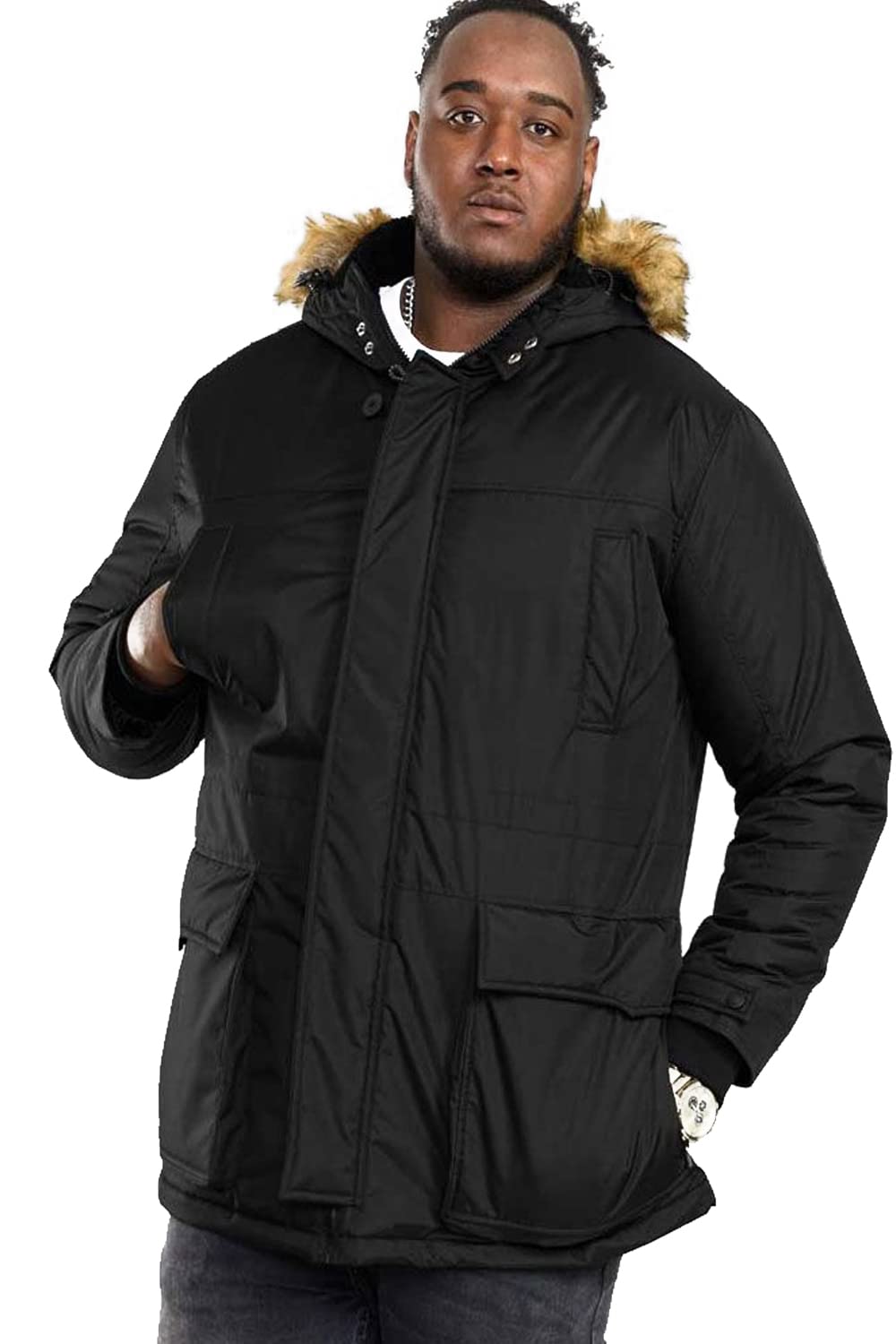 D555 Men's Black Big & Tall Lovett Parka Jacket - 6XL (Ks13382)