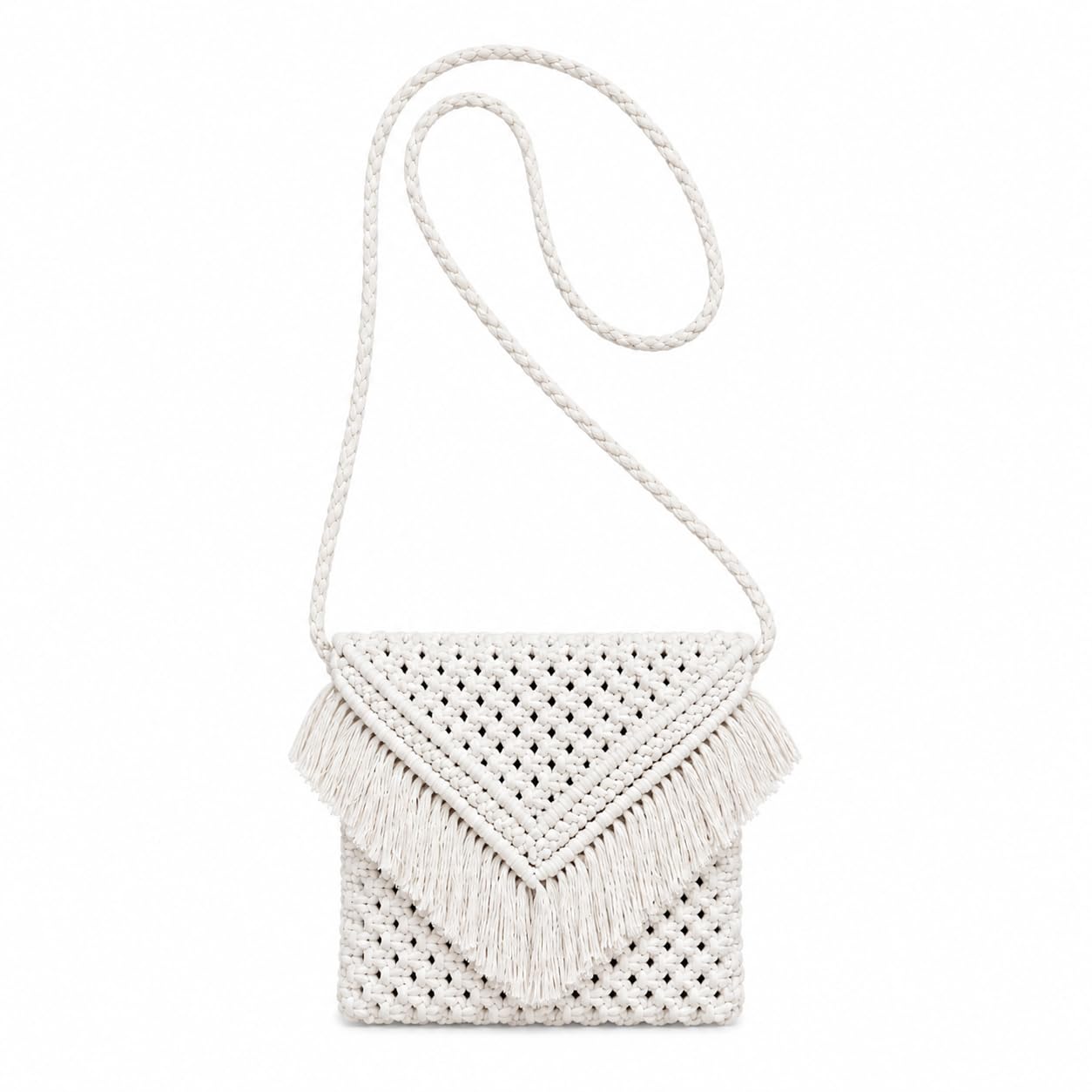 r.r.lala Women And Girls Macrame Cotton Boho Shoulder Bag, Modern Bag For Shopping, Walking, And Casual Use- Size: Width 10 X Length 8 Inch Off White Color-picture-31