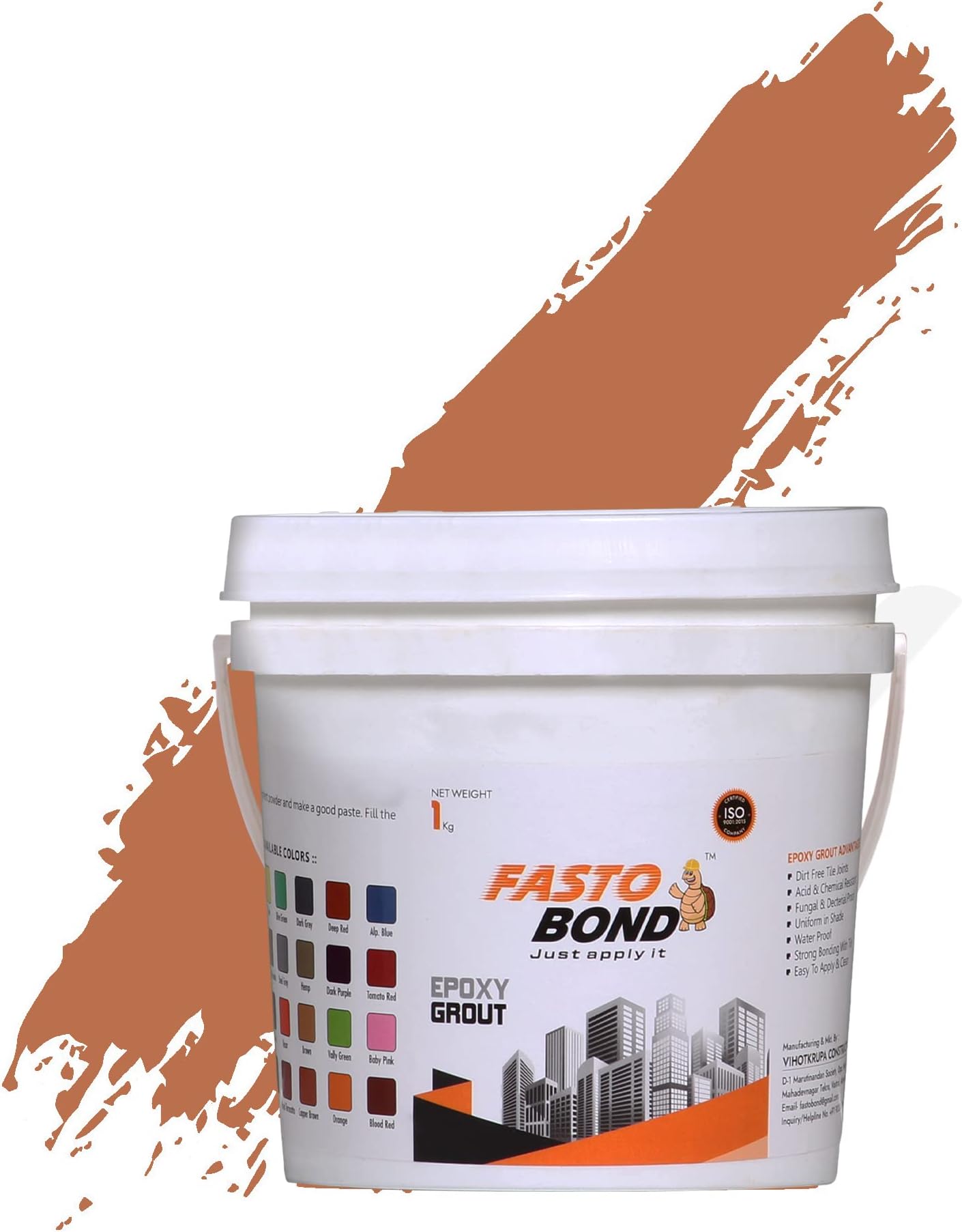 Resin Epoxy Grout - 1 Kg-3 Kg & 5 Kg - Full_Glitter-Sparkle Colors Tile Grout_Fastobond | 3 Components Only | Premixed Glitter For Uniform Finish (1 Kg, Metalic-Copper), 1 Bucket