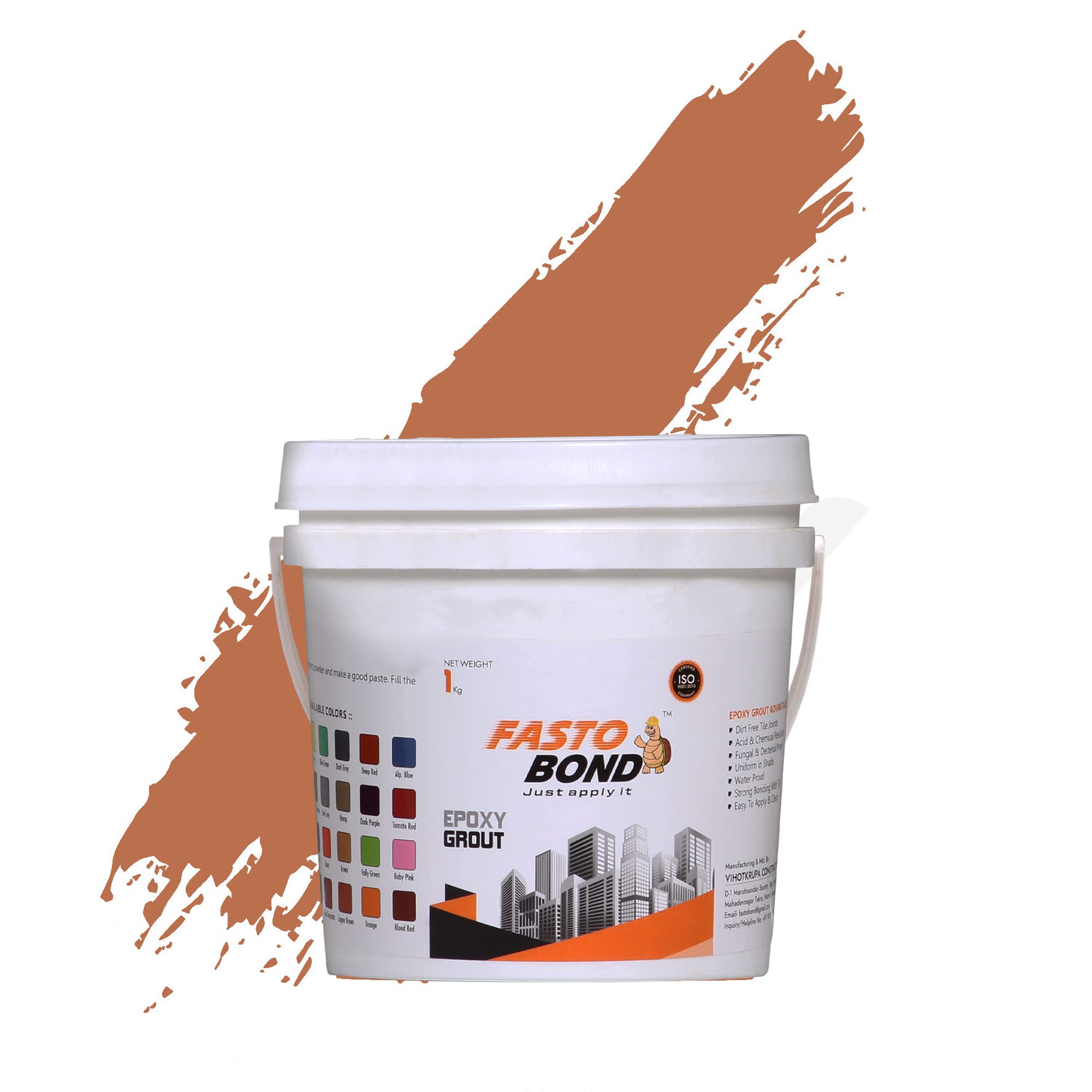 FASTO BOND Epoxy Grout - 1 Kg-3 Kg & 5 Kg - FULL_GLITTER-SPARKLE Colors Tile Grout_Fastobond | 3 Components only | Premixed Glitter for Uniform Finish (1 KG, METALIC-COPPER)