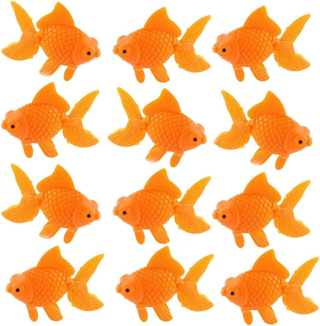 XMHF 12 Pieces Artificial Plastic Gold Fish Realistic Floating Orange Goldfish Fake Fish Ornament Decorations for Aquarium Fish Tank