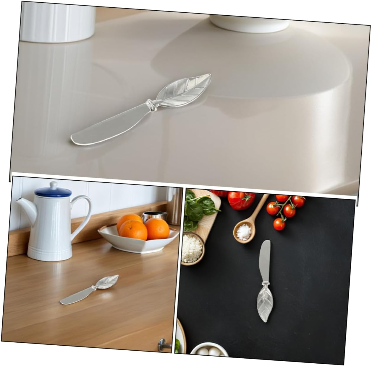 4pcs Leaf Butter Knives in Zinc Alloy for Appetizers