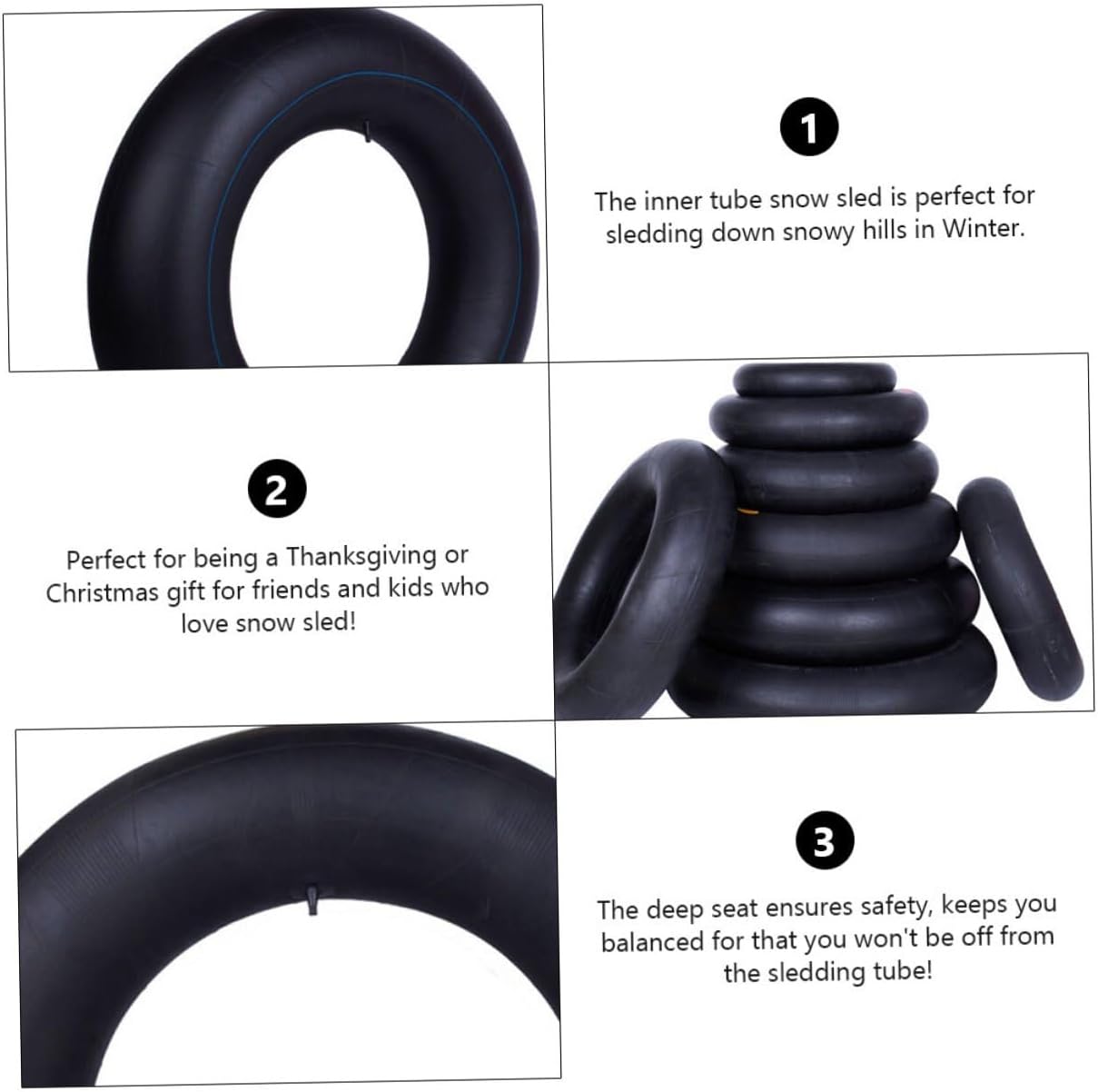 Totority Inflatable Thickened Ski Ring Snow Inner Tube 80cm Butyl Rubber Heavy Duty Outdoor Sledding Float for Winter Sports