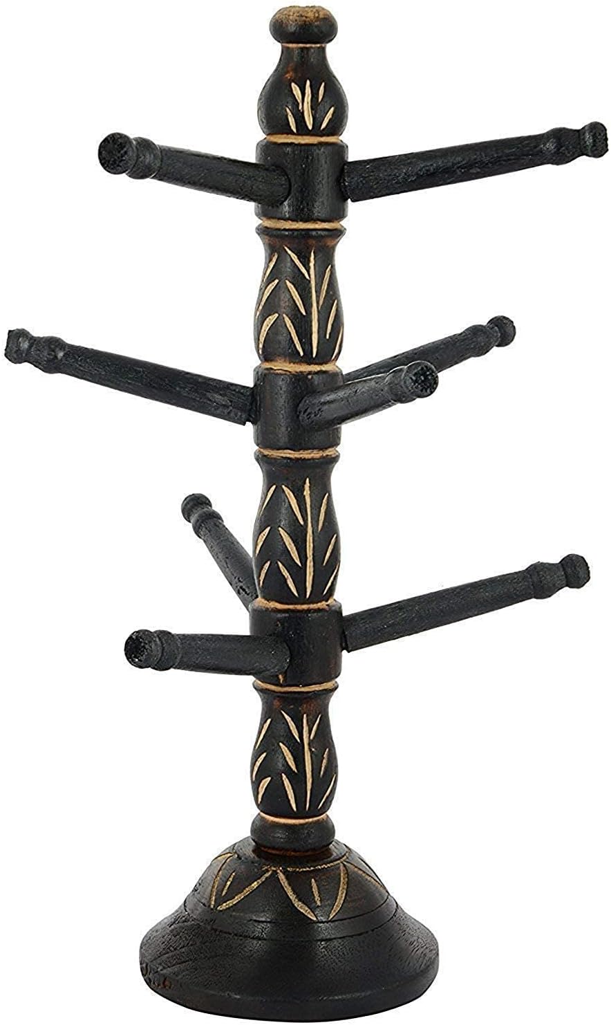 Jtku Handicraft Wooden Hand Carved Wooden Bangle Stand//Wooden 9 Tier Bar Bracelet, Bangle Jewelry Holder Stand Display Organizer, Bracelet Holder for Jewelry (Black)