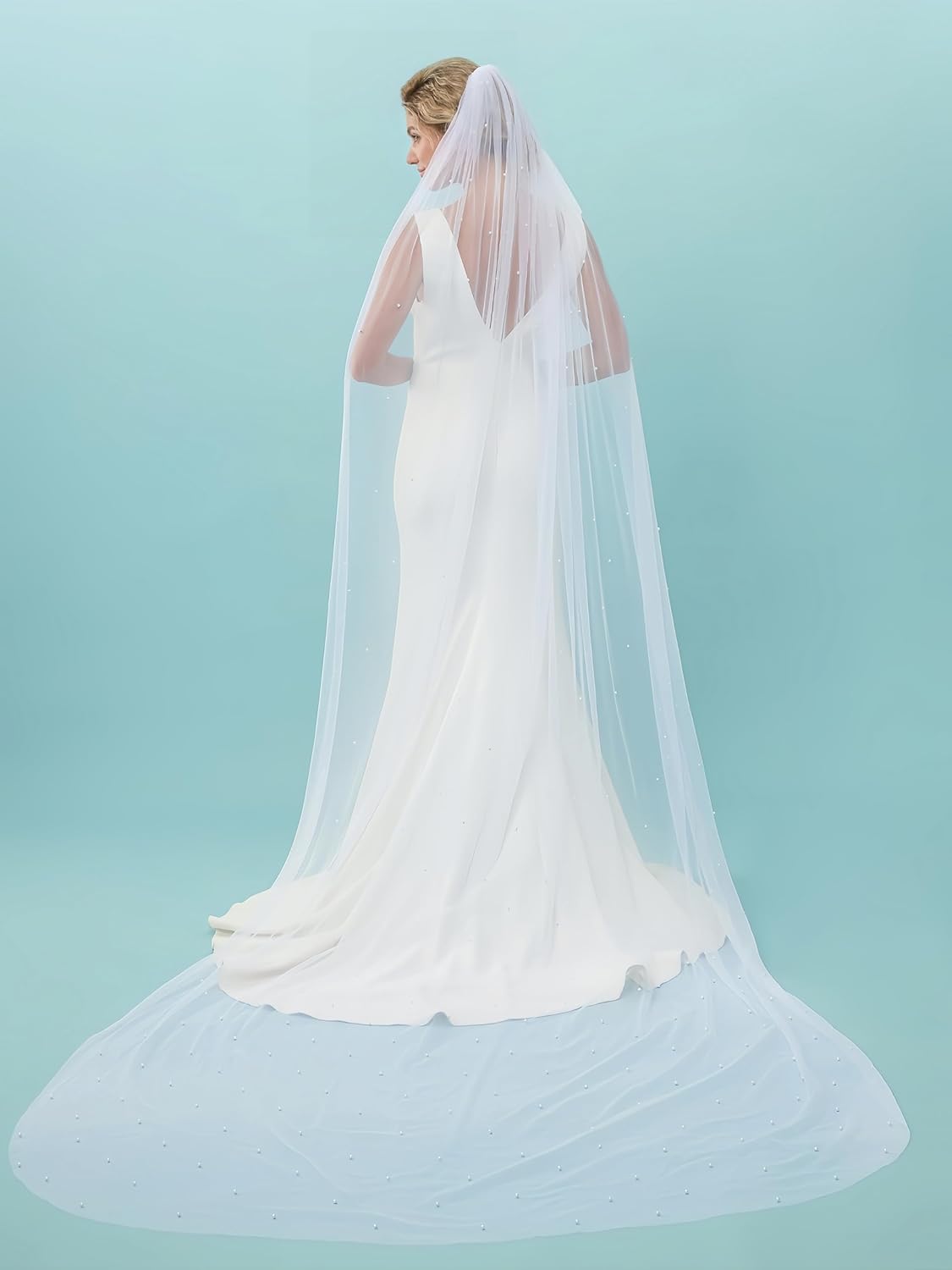 Wedding Veil, 1 Tier Pearl Bridal Veil, With Metal Comb Veils for Women Wedding
