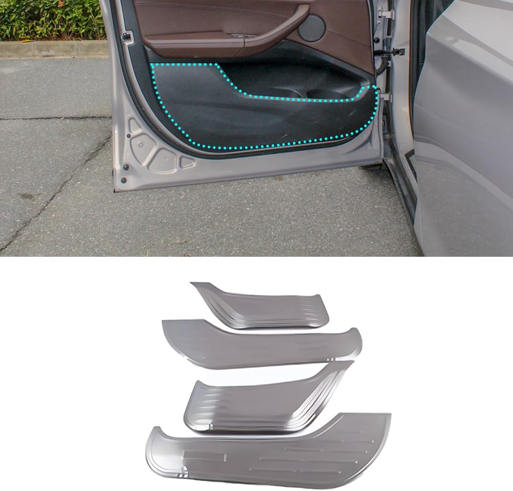 ERIDANUS Auto Accessories Fit for BMW X3 2022 2021 2020 2019 2018Car Door Anti-Kick Panel Cover Guards (Black) Titanium Alloy 4 PCS