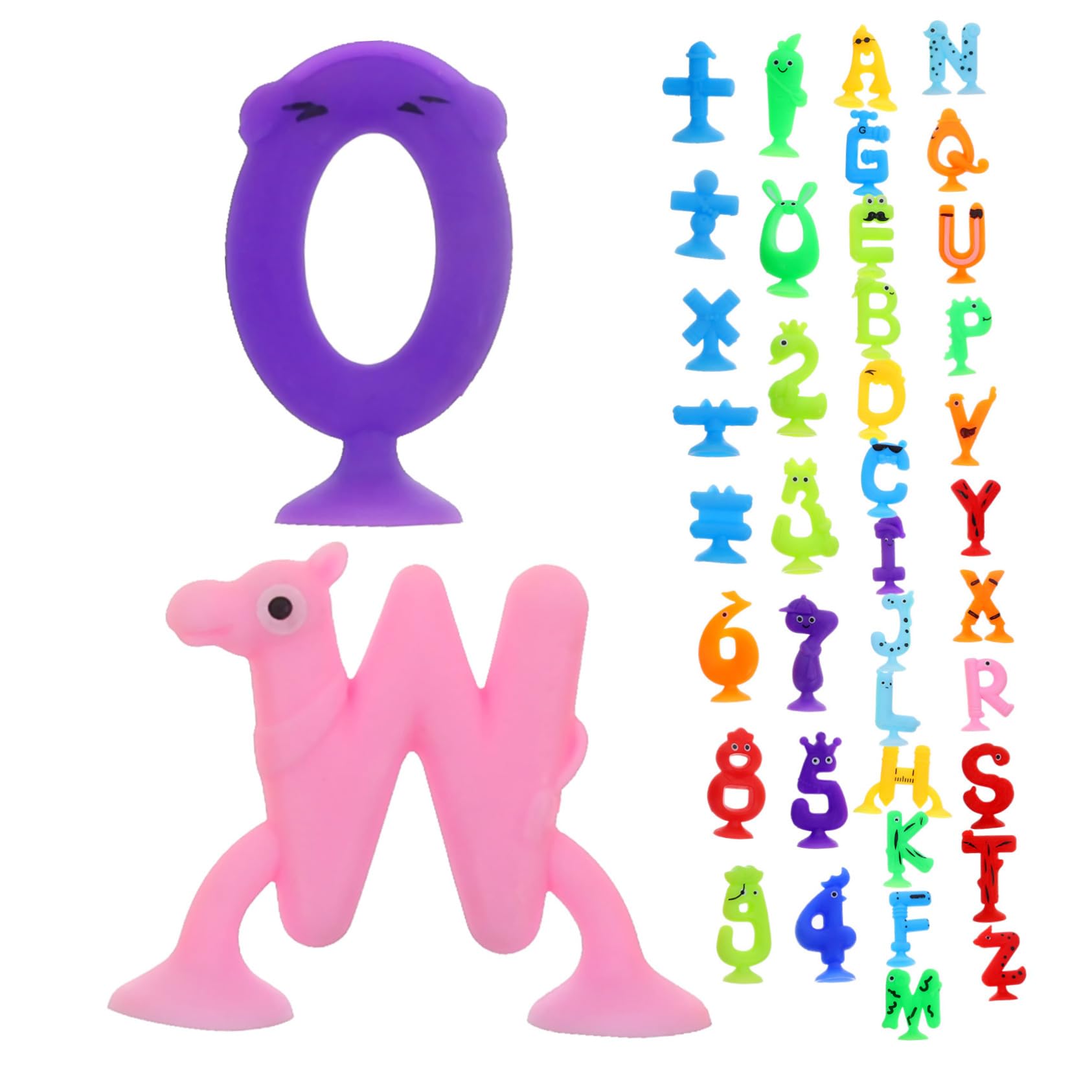 CHICAMPERA Alphabet Suction Cup Toy for Boys and Girls Silicone Educational Bath Toy Numbers and Letters Suction Cup Letters for Toddlers