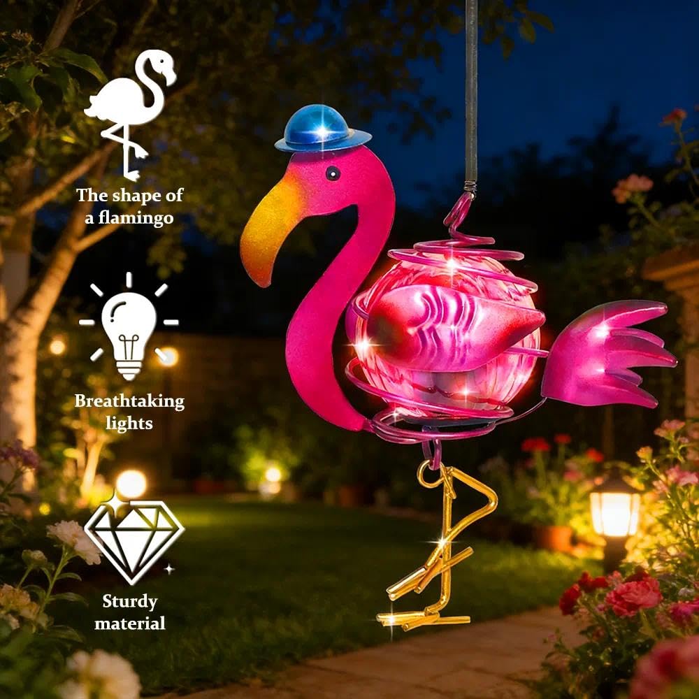 2 Pièces Lampes Solaires à Suspendre,Décoration Solaire,Lampe Solaire Flamingo,Imperméable, jardin,Balcon,Pelouse - 4