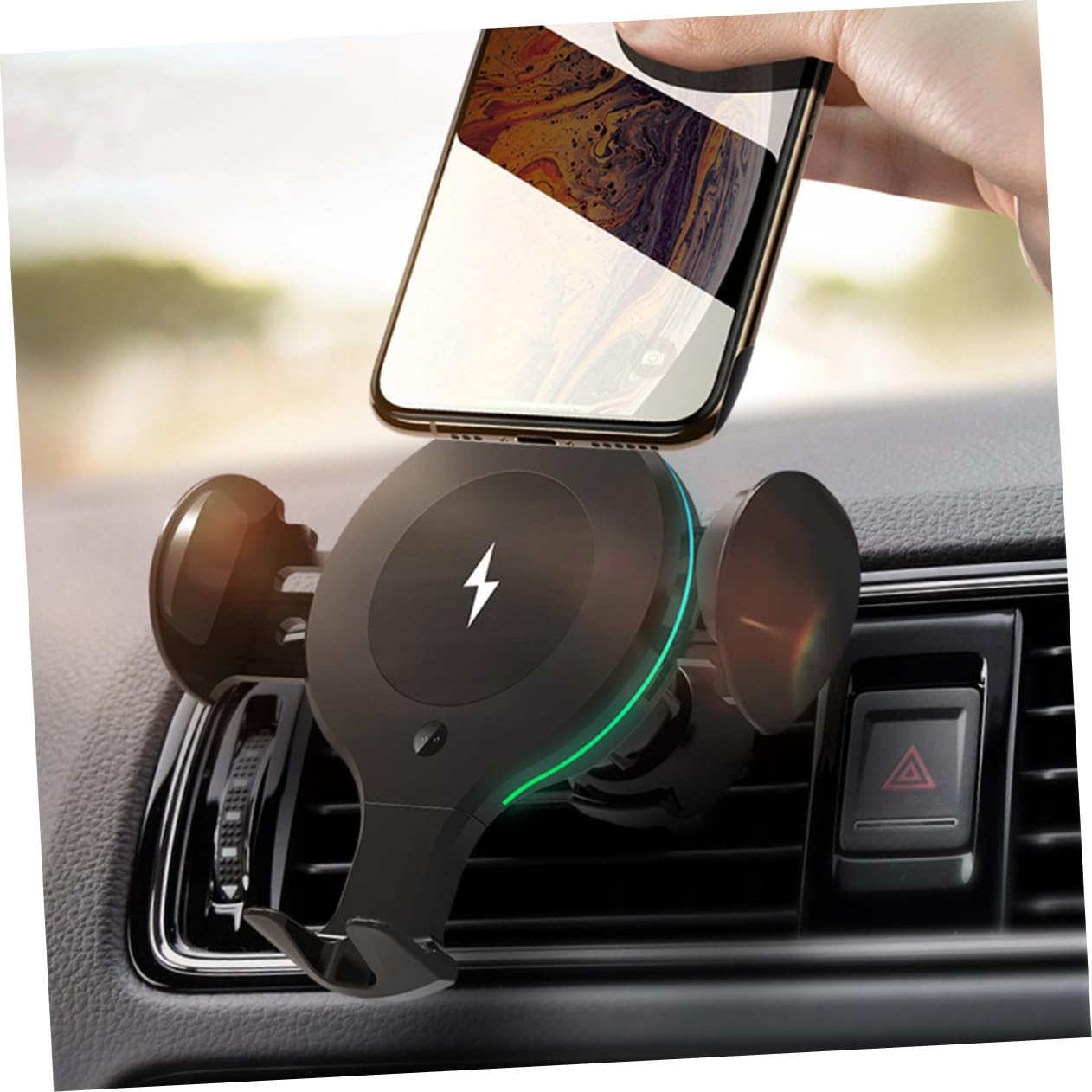 Mikinona Caricatore Telefono Auto Wireless 10w 5w Supporto Cellulare per Bocchetta Aria Rilevamento Automatico per Auto e Telefono