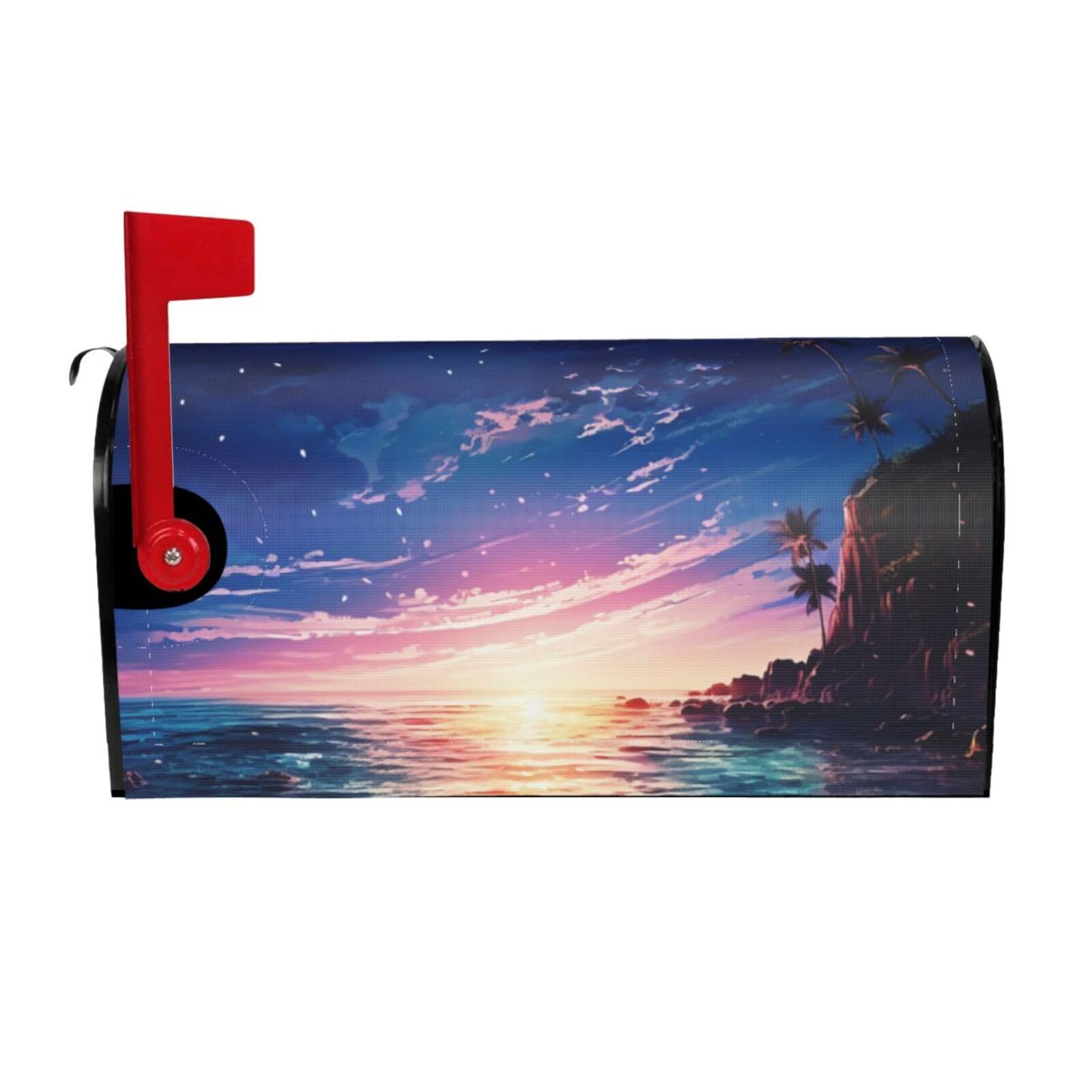 Night Ocean Mailbox Covers Magnetic Wraps Post Letter Box Cover Garden Home Decor 25.5x21 in