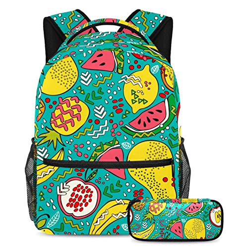 Sac à dos toucan rose avec trousse assortie pour l'école et le voyage