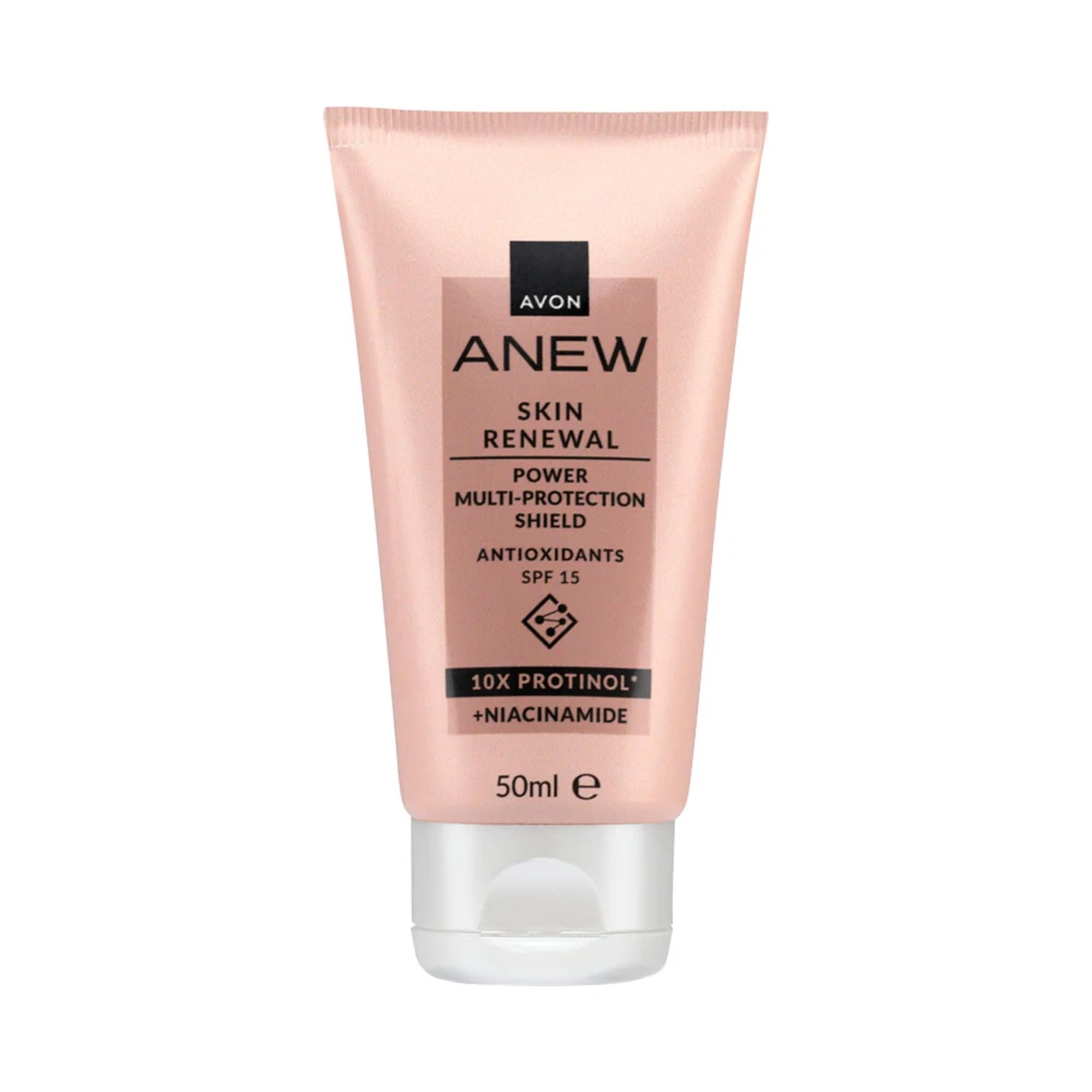 Avon Anew Renewal Power Multi-Protection Shield Day Cream, Formulated with Antioxidants and SPF15 Protection, Restores Collagen Loss for Firmer Looking Skin, Cruelty Free