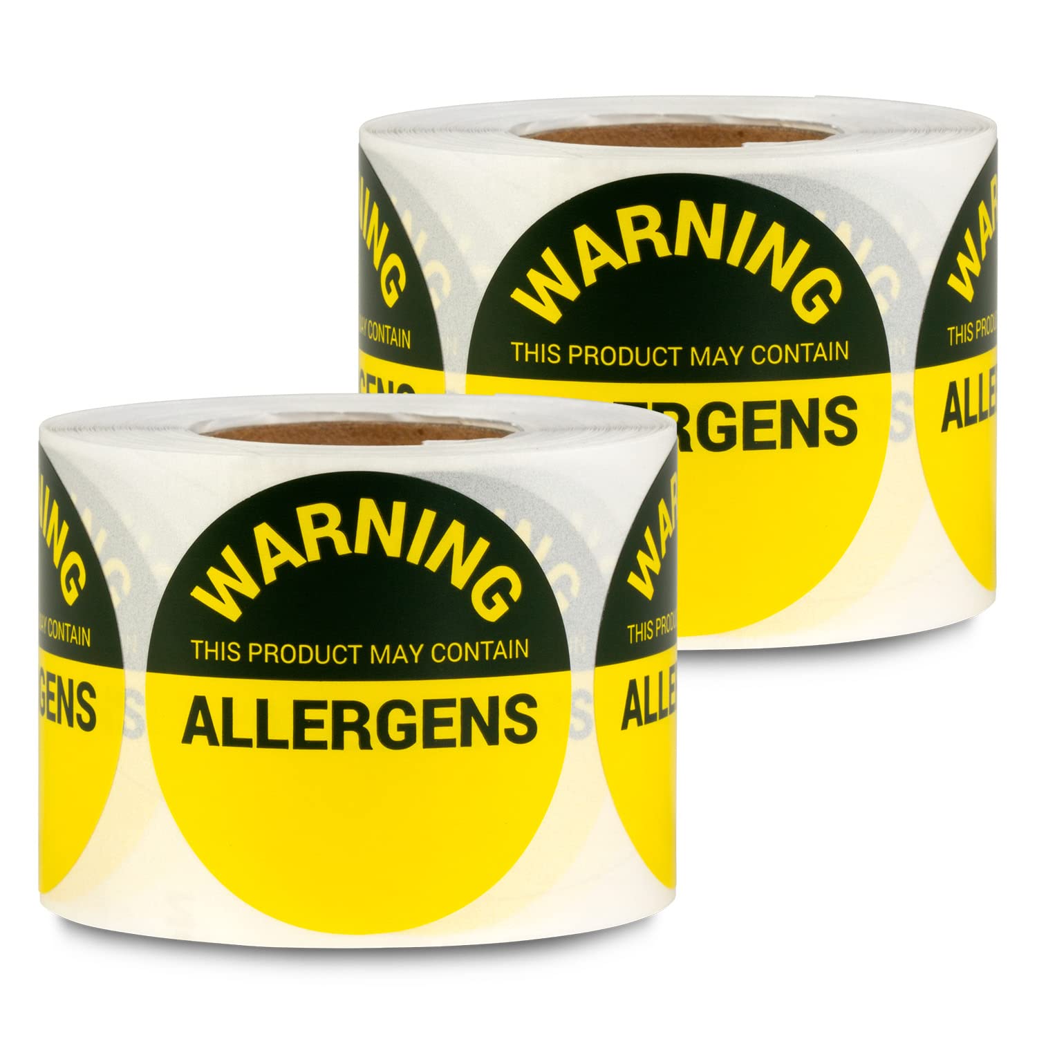 600 Labels, 2 Rolls - Customizable Allergy Warning Stickers (1.5 inch, Circle Dot) Write-in Allergen Labels for Allergen Alert Food Advisory, Food