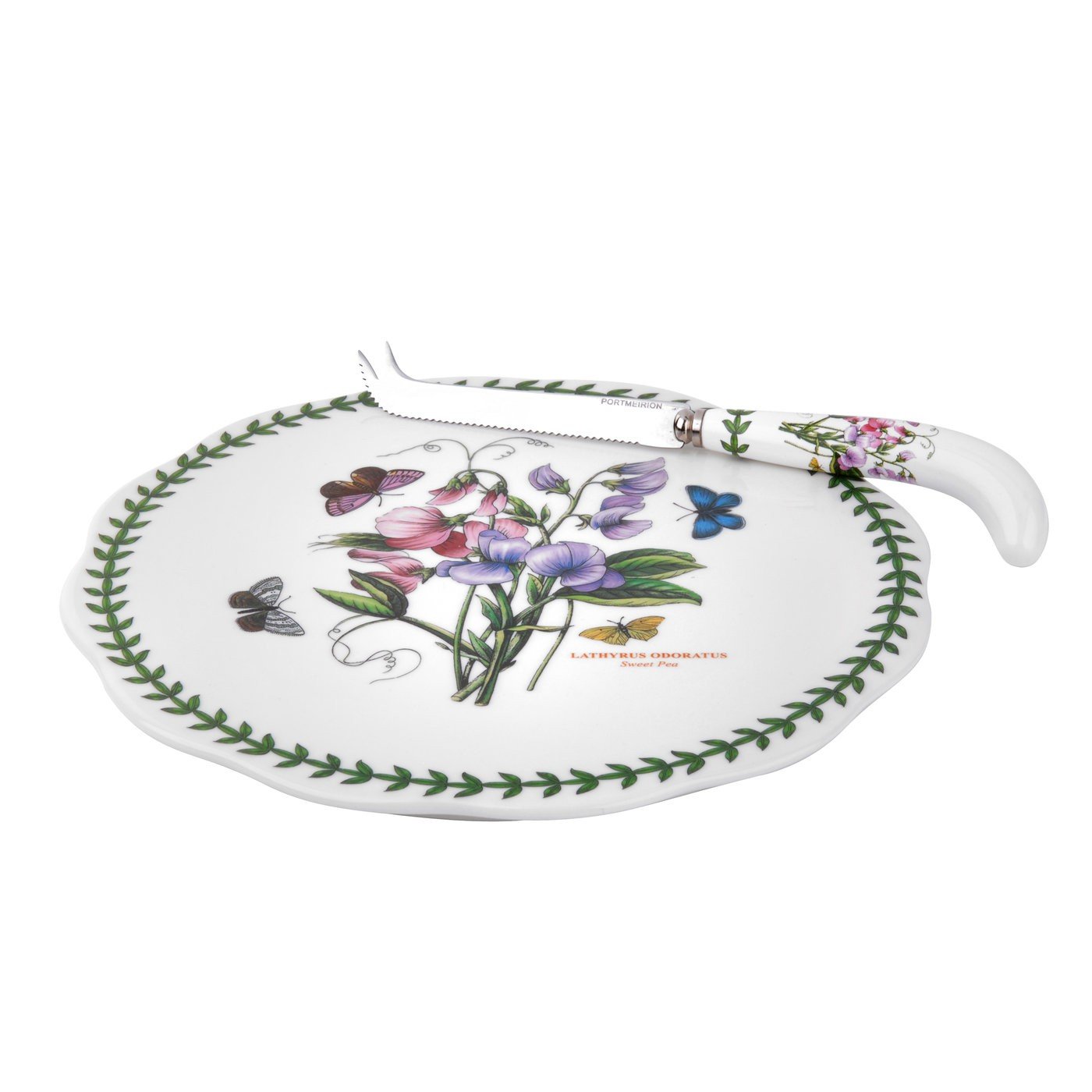 601024 Botanic Garden Cheese Plate & Knife, 9"/8", White