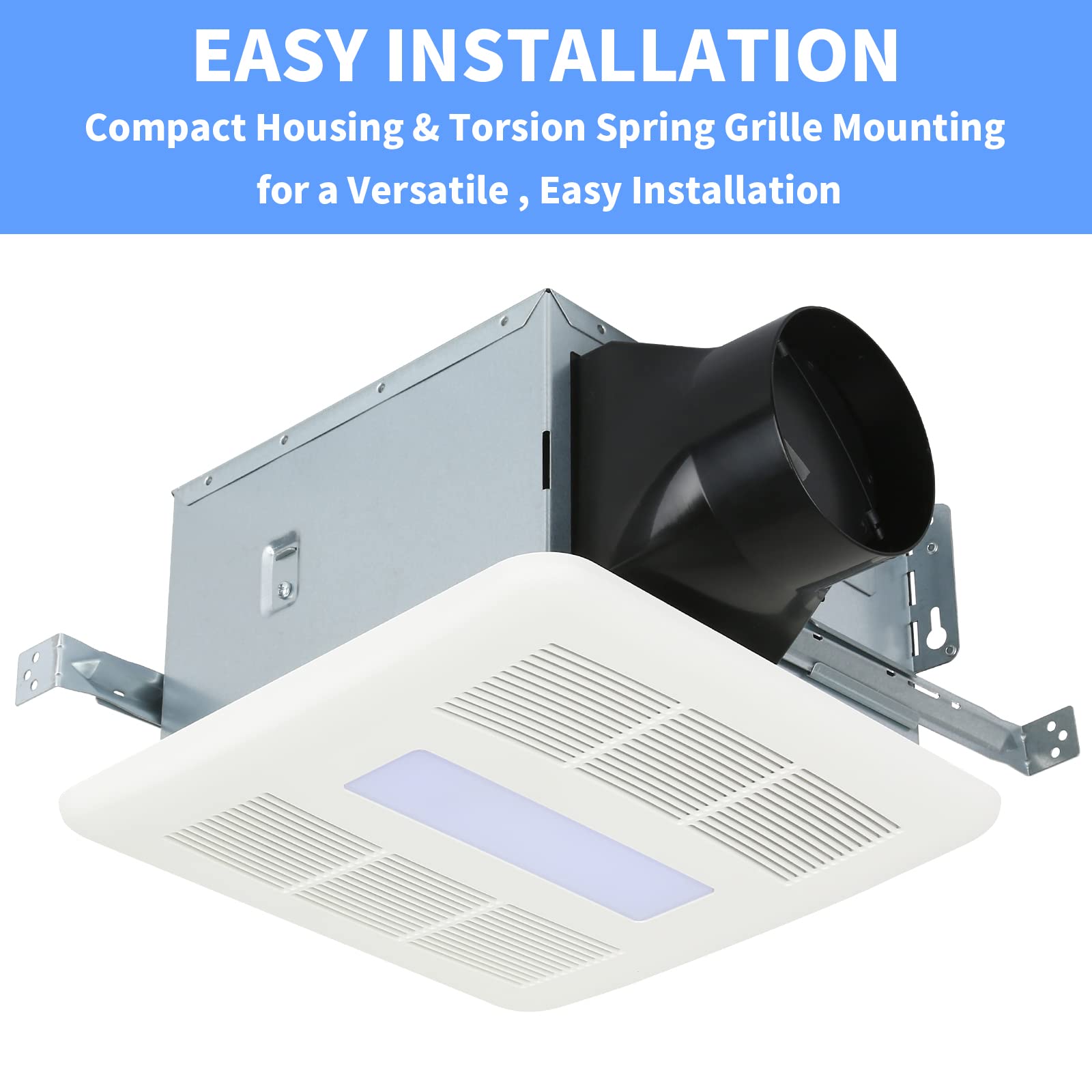 Quiet Bathroom Ventilation Exhaust Fan, 100 CFM, 0.8 Sone Bath ...