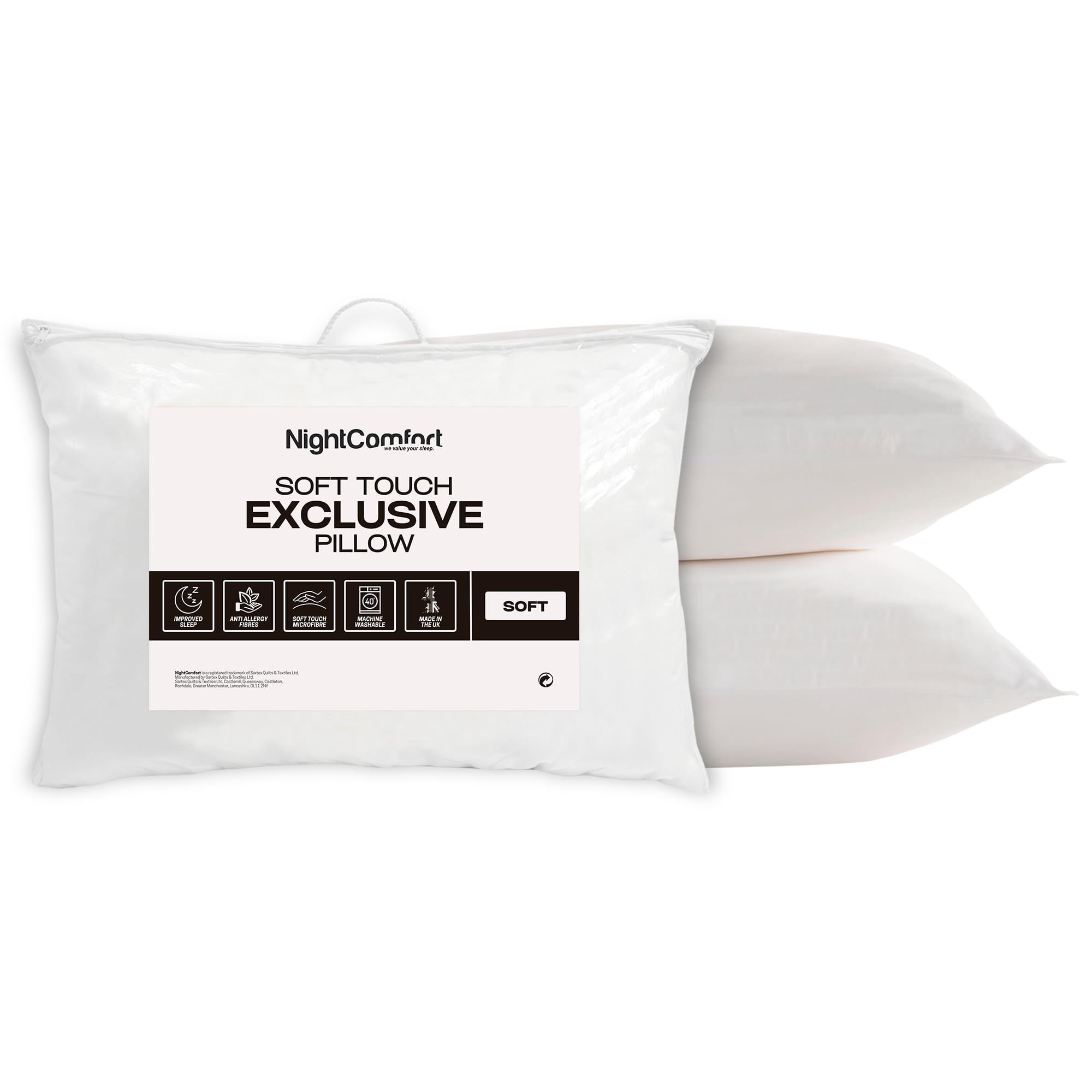 Night Comfort Pack Of 2 Exclusive Collection White Pillow For Soft Support - Microfibre Cover Hollowfibre Filled Support Pillows For Stomach Sleepers- Ultra Bouncy Fluffy Down Alternative Bed Pillow,