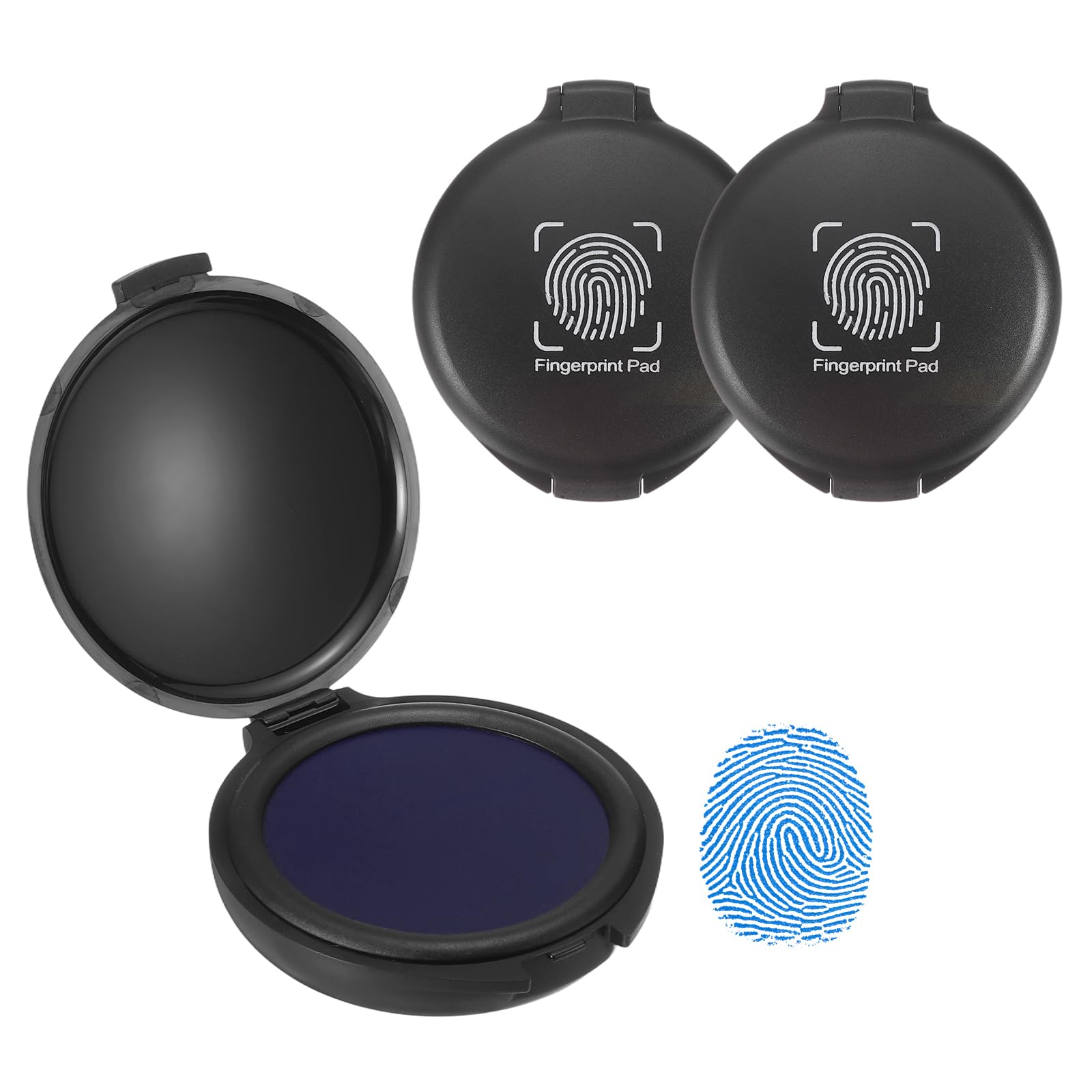 PATIKIL Fingerprint Ink Pads, 3Pcs Thumbprint Ink Pad Quick-Drying & Portable for Notary Stamp Office Supplies Identification ID Security Enforcement Fingerprints, Blue