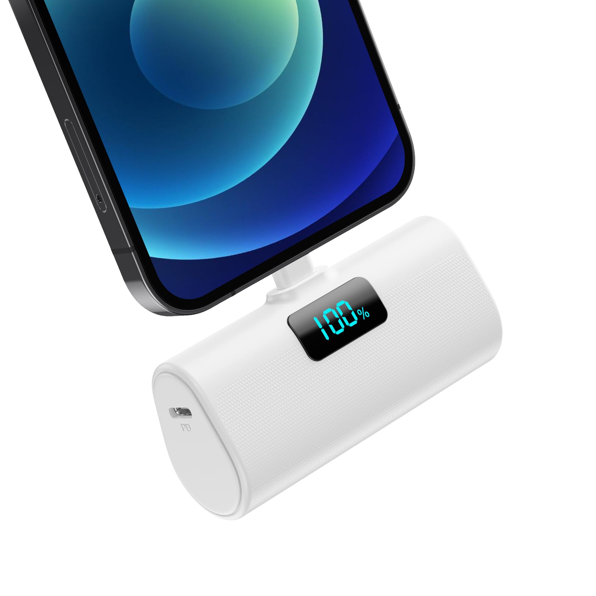 Mini Power Bank 5200mAh Per IPhone Con Spina Integrata, Ricarica Rapida 20W PD, Display LED, Compatibile Con IPhone 14/13/12/11/X/8/7, Nero