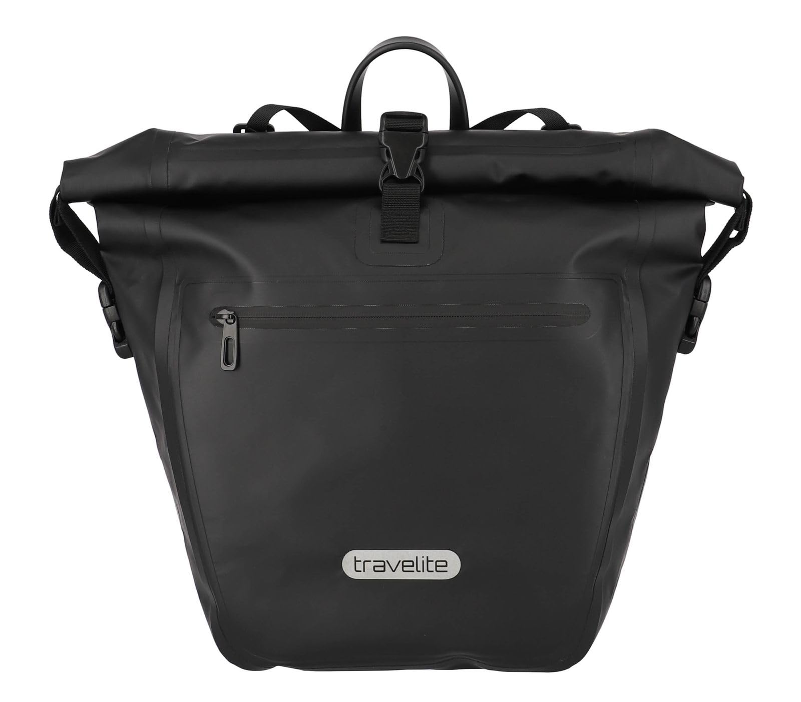 Travelite Basics For Bikes Borsa da Bicicletta Grande, Portapacchi Impermeabile con Tracolla Rimovibile e Chiusura Arrotolabile, 20L, 1.1 Kg, Nero