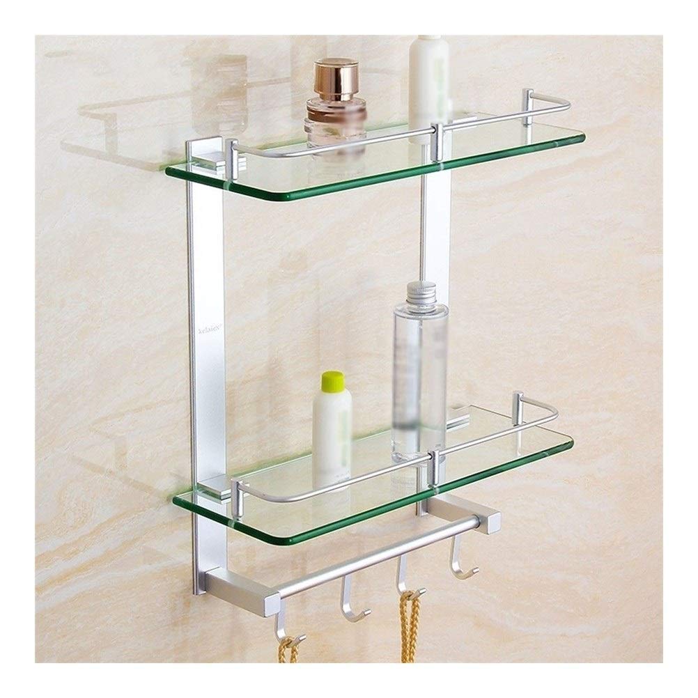 バスルームガラス棚 タオルバー 厚さ8mm 強化ガラス