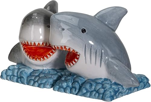 Miniatura 5 de Pacific Giftware Sharks on The Sea - Juego de salero y pimentero de cerámica