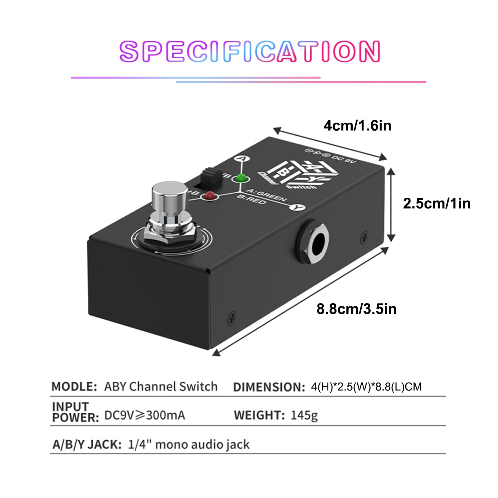 ABY Box Line Selector, SHUAIGUO Pédales de guitare ABY Box Line Selector AB Switch Mini pédale d'effet de guitare Transmission bidirectionnelle Boîtier en métal antidérapant Support A/B ou A et B