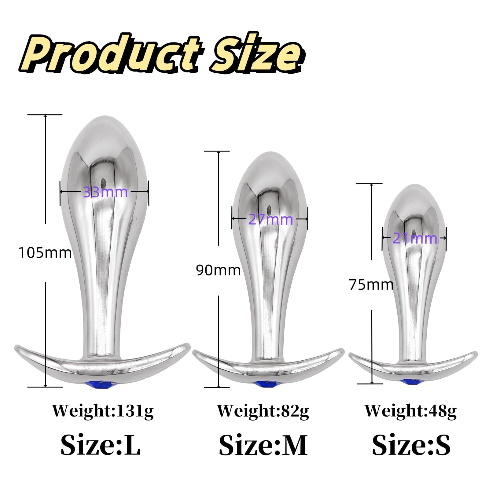 Plug Anale Metallo Jeweled Butt Plug Acciaio Inox, Plug Anali Dildo Masturbazione Sex Toys Massaggio Prostata Plug Dilatatore Anale per Donne e Uomini