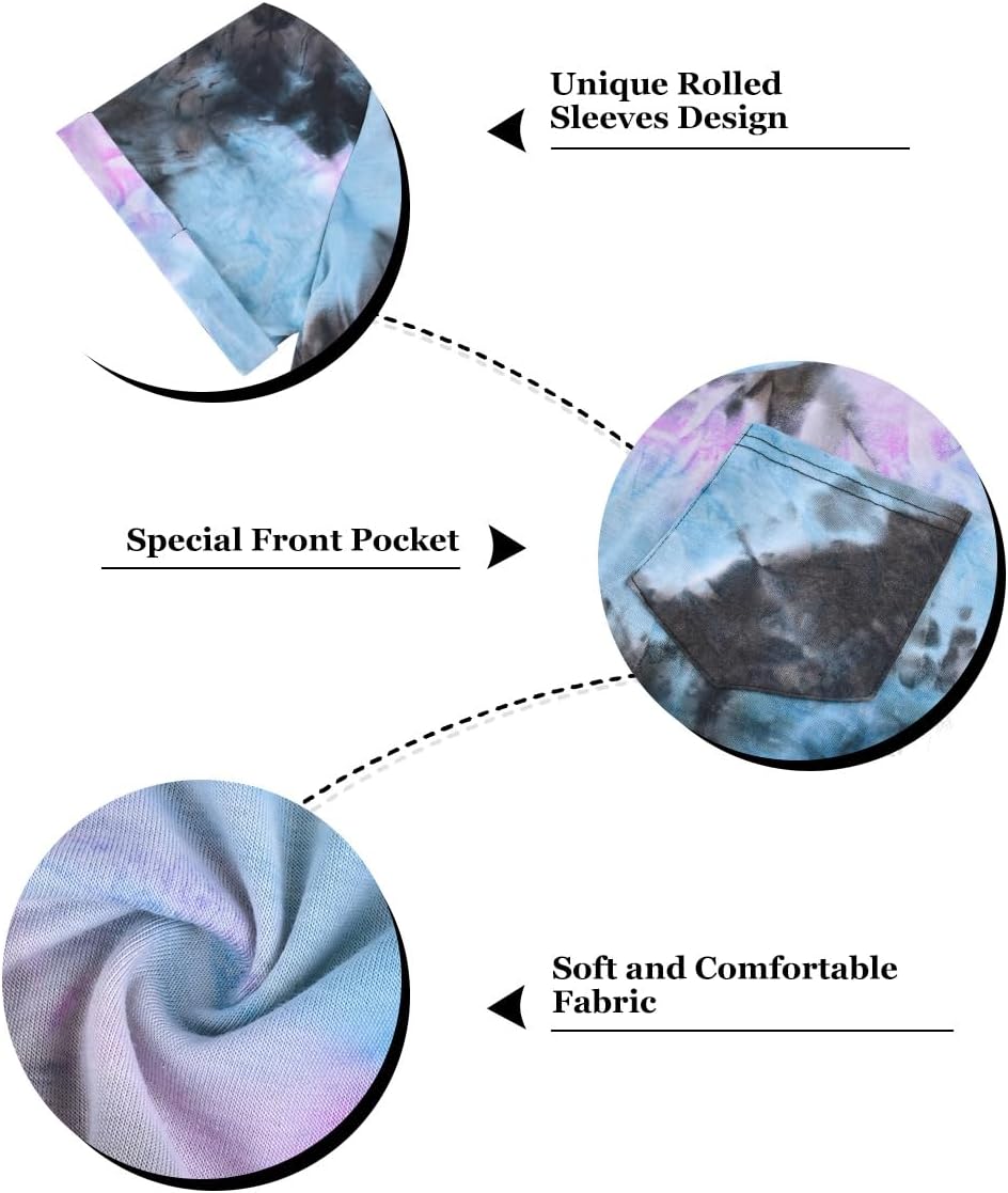 RITERA Plus Size Tops for Women Tie Dye Summer T Shirts V Neck Short Sleeve Casual Tee Tops with Front Pocket XL-5XL - Image 6