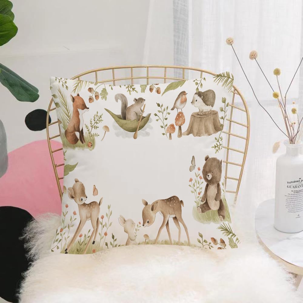 HYMSXW Cushion Cover,Throw Pillow Case Home Decorative for Living Room Bedroom Sofa Chair 20X20 Inch, Animals watercolor forest illustration baby,Pillowcase 50X50cm