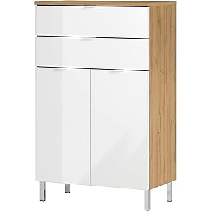 GERMANIA DIE MÖBELMACHER Cómoda, Engineered Wood, Grandson-Roble-NB.,Blanco, 60 x 97 x 34 cm