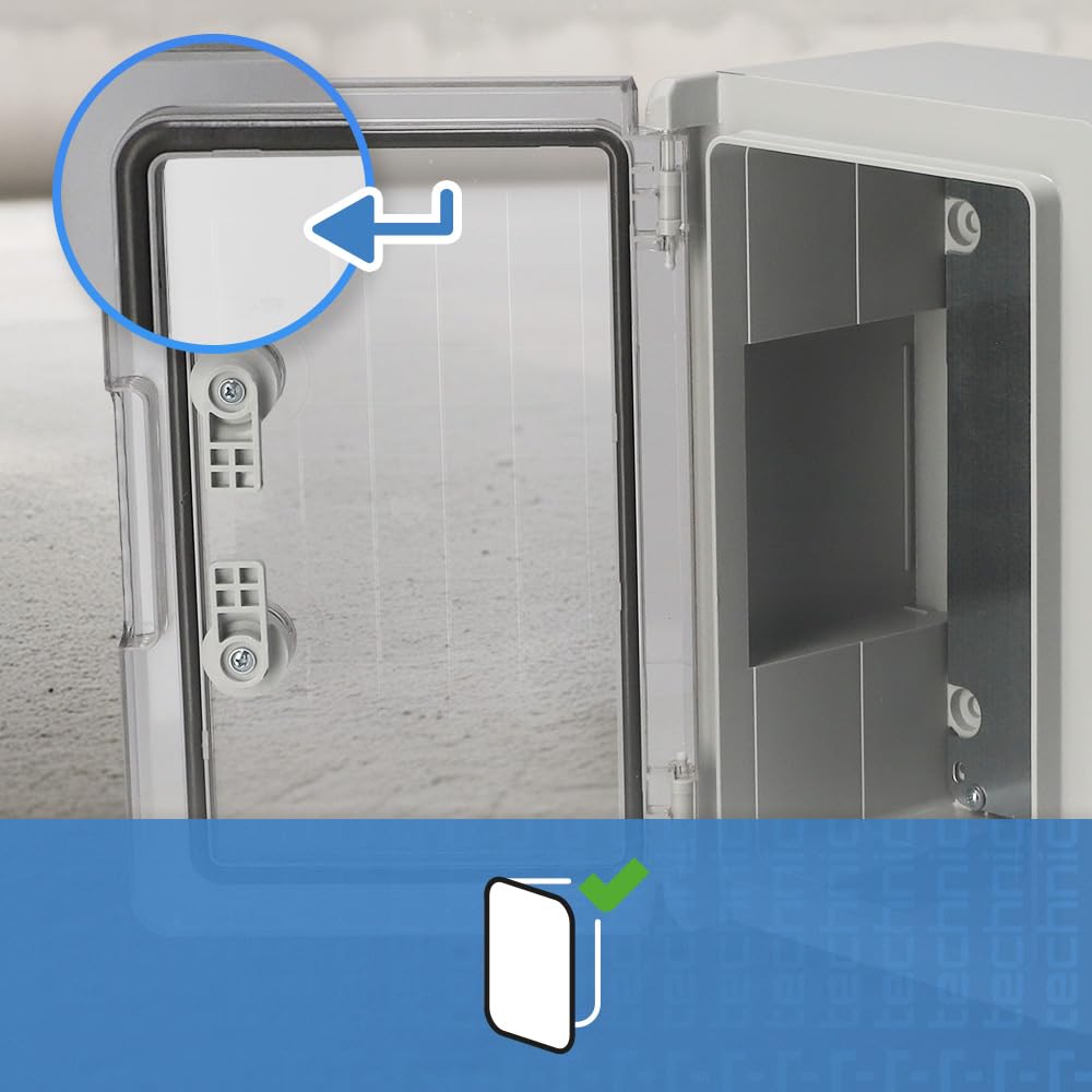 EDO Cuadro Eléctrico de Superficie IP65 200x300x130 mm - Gris | Armario de Distribución en ABS/PC con Puerta Transparente y Placa de Montaje Galvanizada - Caja Estanca Interior y Exterior