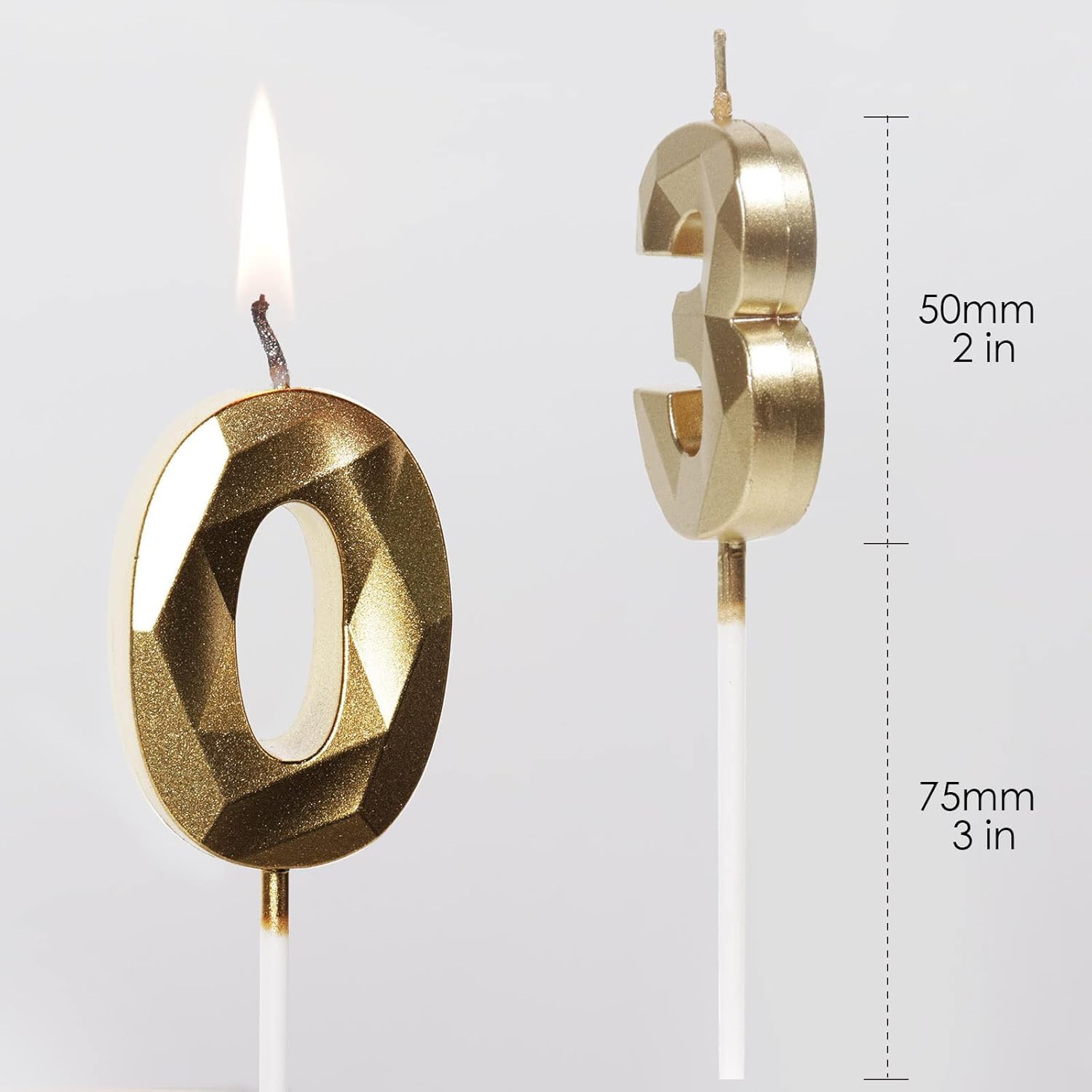 Bougies d'Anniversaire 78 Ans Dorées Numéro 78 Or pour Gâteau Décoration de Fête