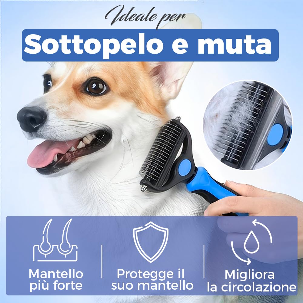 Spazzola per cani e gatti a pelo lungo - pettine grande professionale districante e spazzole per cani, gatti persiani e animali domestici a pelo corto per rimuovere peli morti (Piccolo)