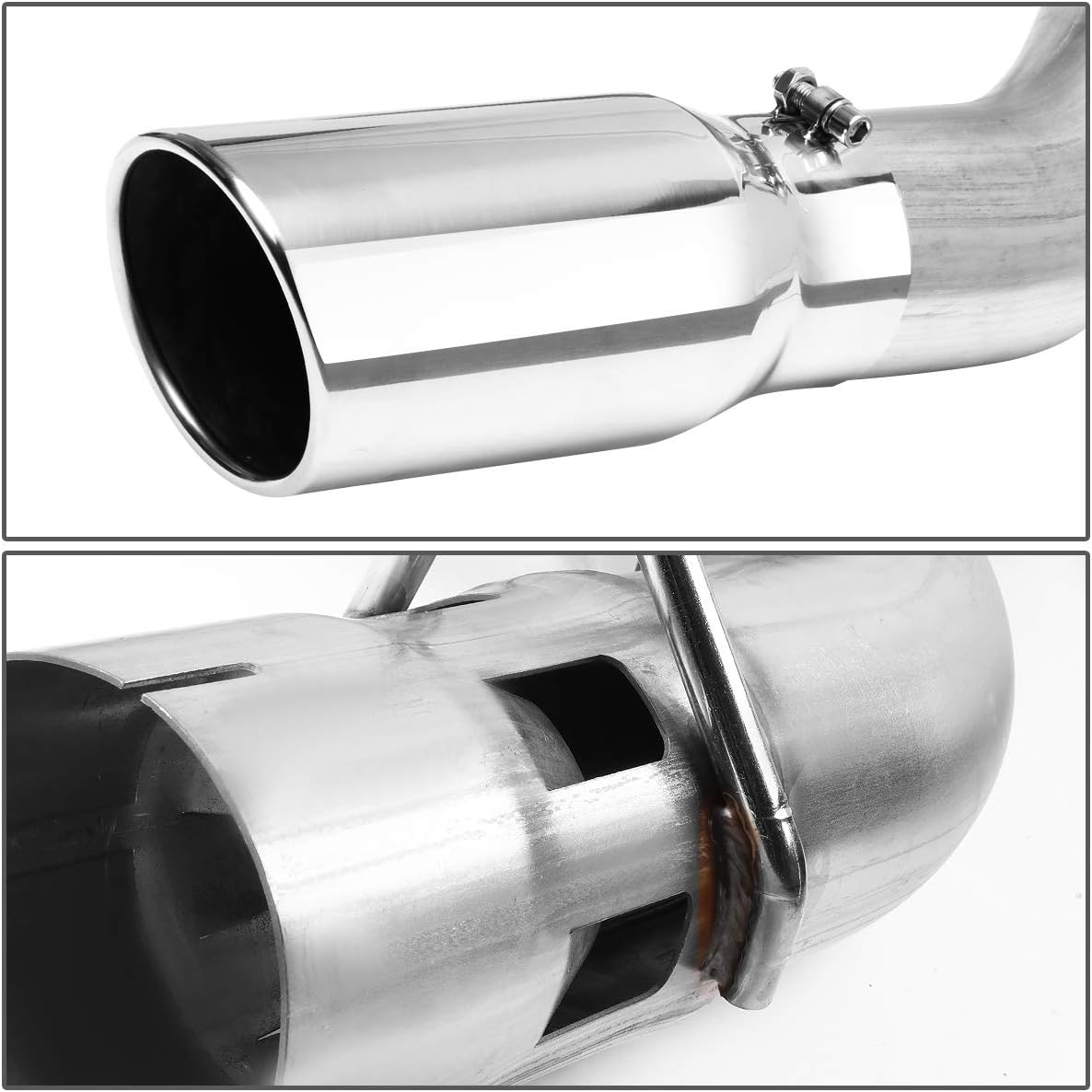 Auto Dynasty 5 Inches Round Muffler Tip Axle Back Catback Exhaust System Compatible with 2016-2019 Titan XD 5.0L Diesel, Passenger Side Exit, Stainless Steel