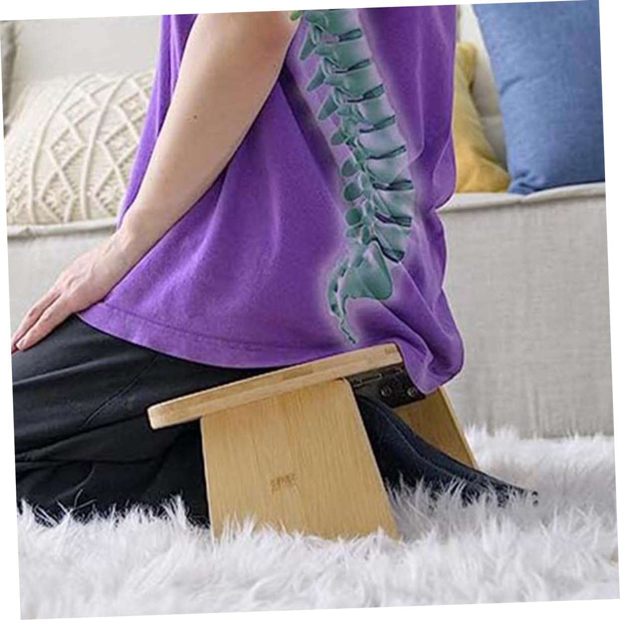 Happyyami Meditation Stool Zen Kneeling Bench for Yoga and Prayer Non- Portable Design Ergonomic Structure for Comfortable Sitting and Kneeling Support