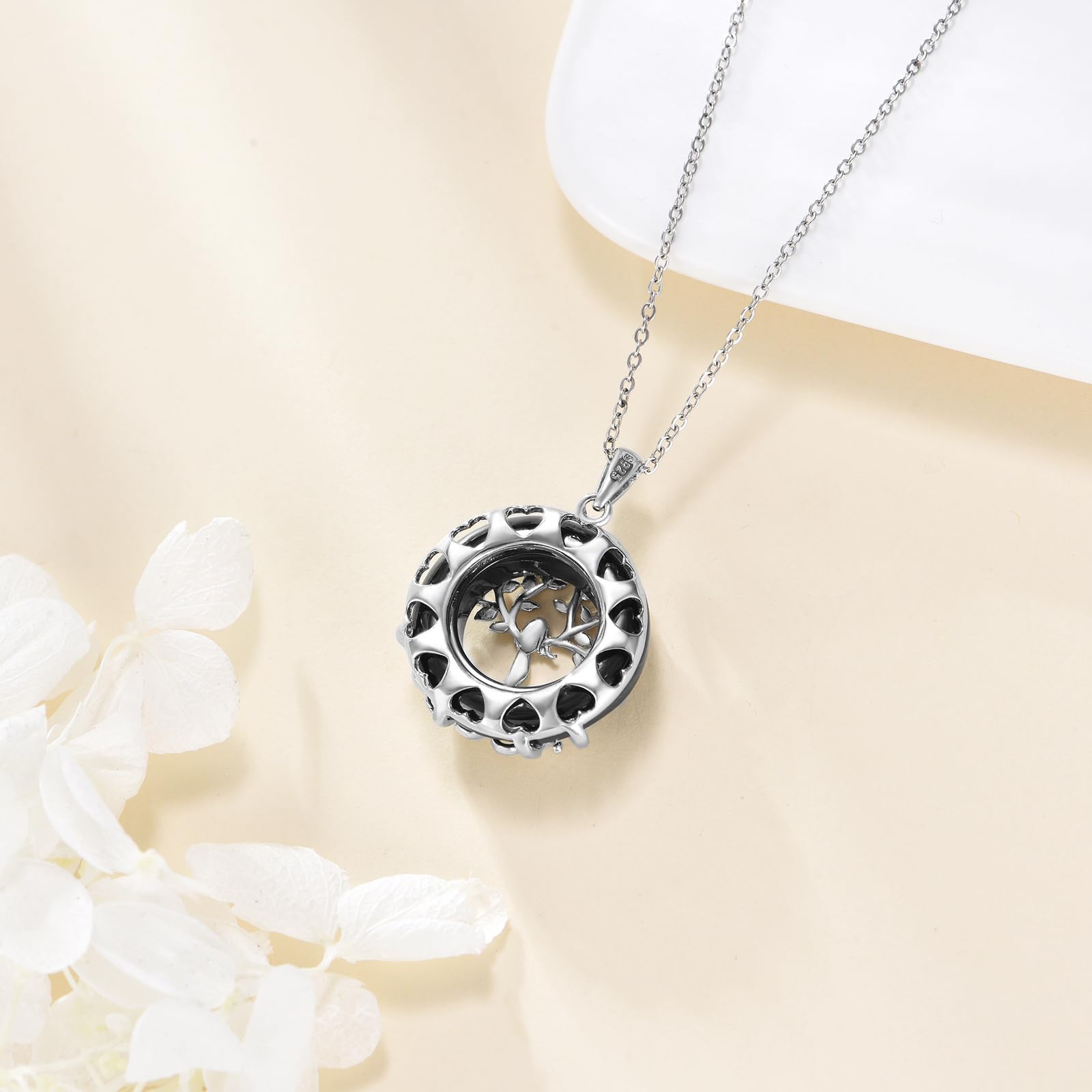 AOBOCO Baum des Lebens Halskette, 925 Sterling Silber Göttin Baum Anhänger mit Kristall von Austria, Schmuck Geschenke für Frauen