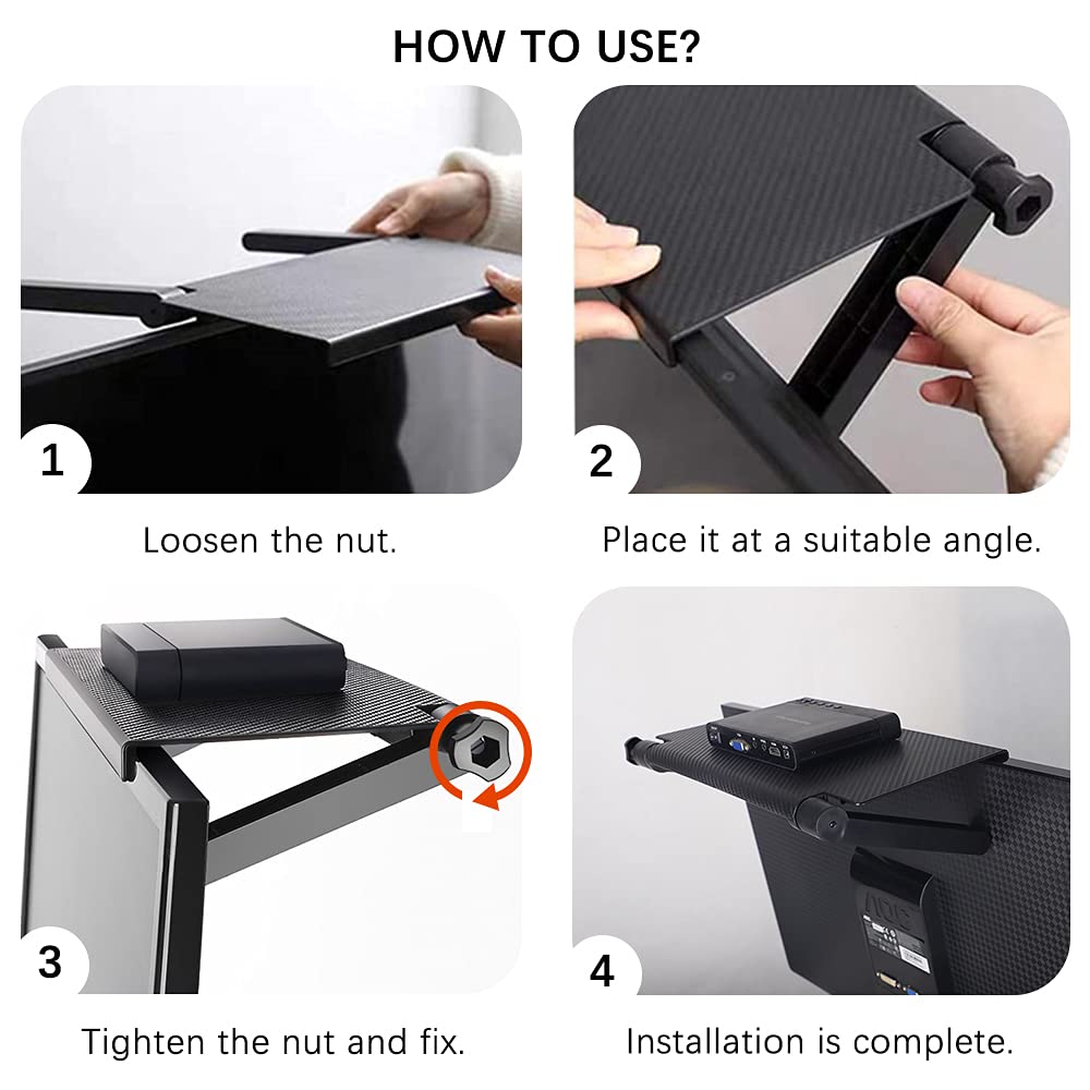 Étagère Supérieure TV Réglable, Support Mural pour Téléviseur, Moniteur, Console de Jeu, Routeur