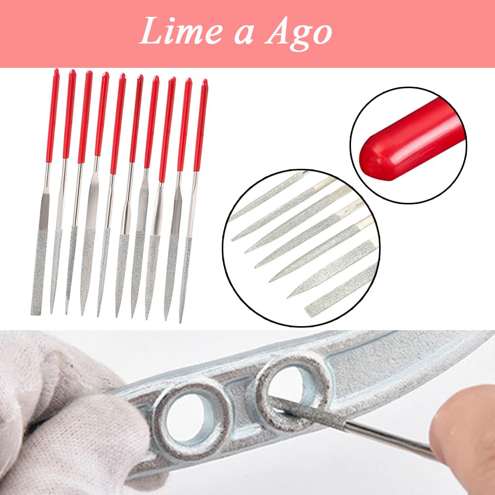 Mardatt Set 11 Lime Diamantate Mini – Aghi Per Legno, Metallo, Gioielli Con Pinza Tagliafili Inclusa - 2
