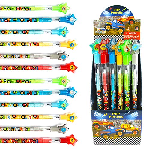 TINYMILLS Lot de 24 crayons multi-points Monster Truck
