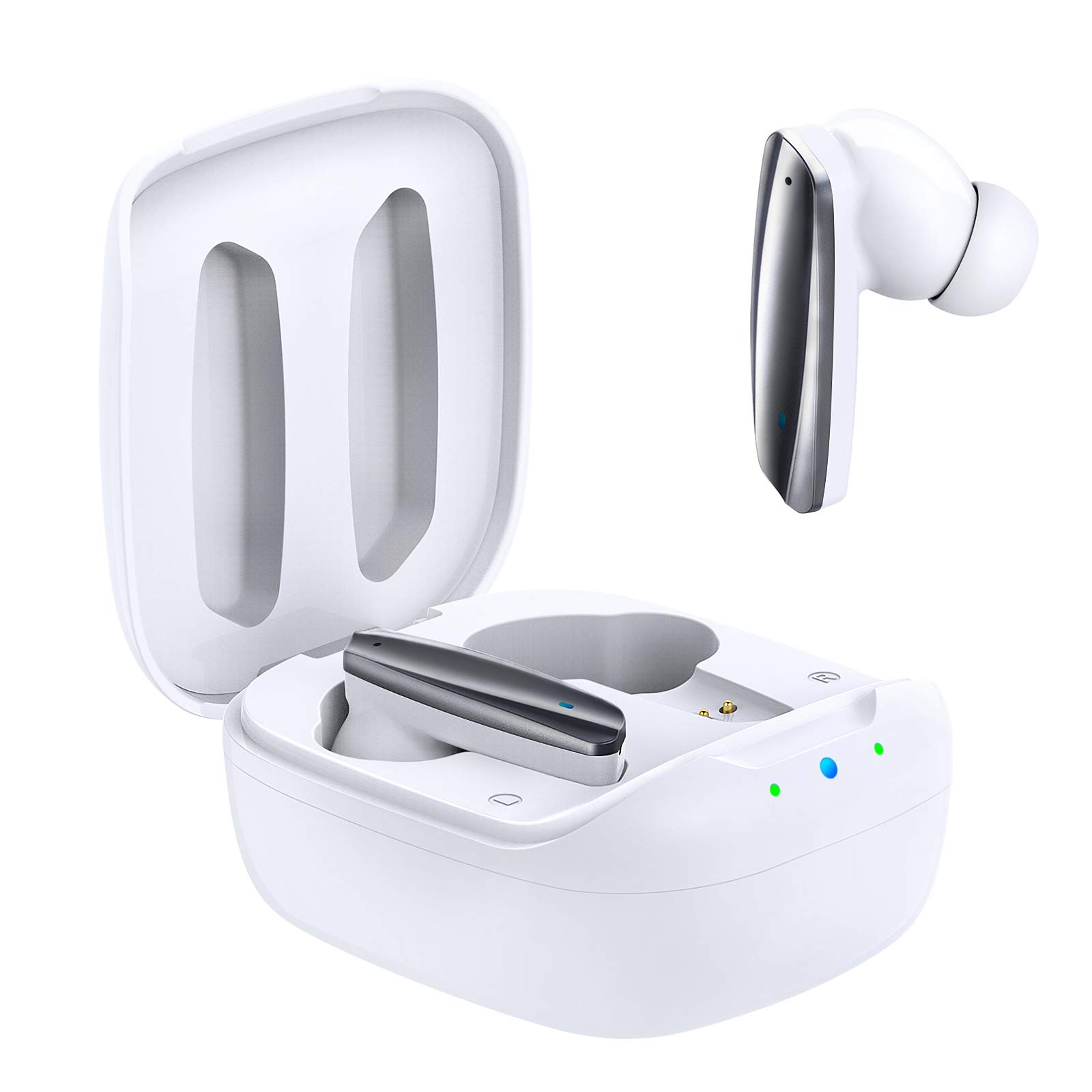 True Wireless Earbuds, IFECCO Bluetooth Headphones in-Ear with Microphone, Touch Control, USB C, DSP Noise Cancellation, S...