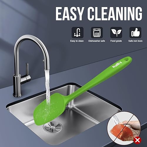 Miniatura 7 de Walfos Espátula de silicona resistente al calor de 600 F, núcleo de acero fuerte y diseño de una sola pieza, para cocinar, mezclar, hornear, sin BPA