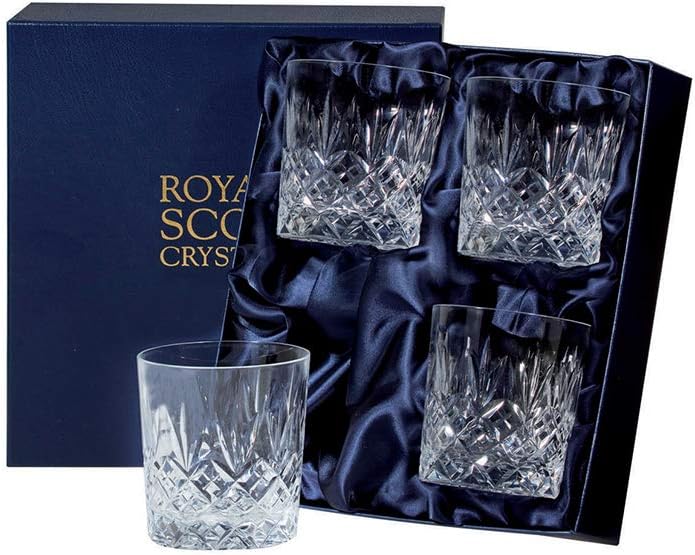 Edinburgh Hand Cut Glass 11oz Large Whisky Tumblers Set of 4