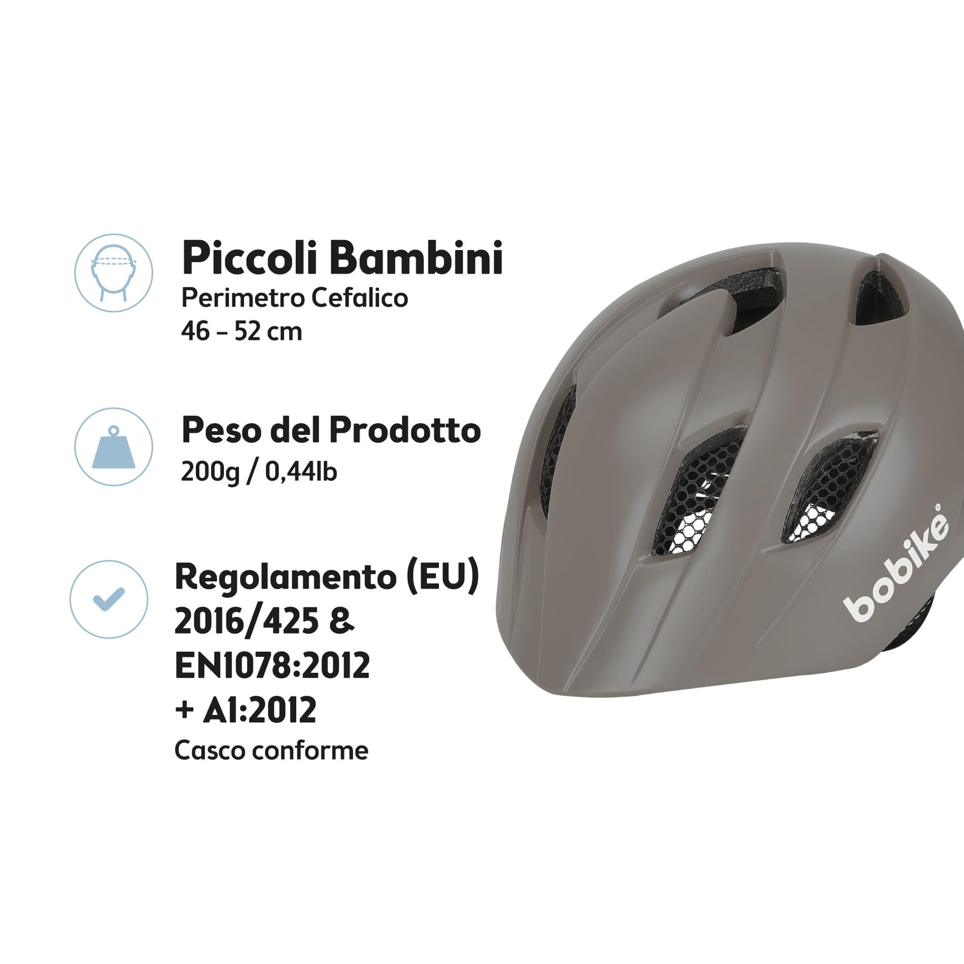 Bobike Exclusive Plus Helmet 8742000009 – Casco Bici Bebè/Bambino Piccolo, Multisport, 11 Prese D’Aria, Sicurezza Riflettente, Rete Anti-Insetti, Regolabile, XS, 2–3 Anni, 46–52 Cm, Marrone Toffee