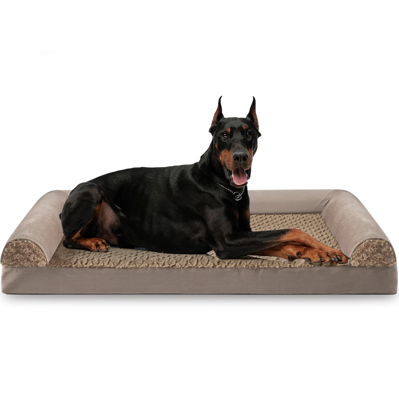 FURTIME Cuccia per cani di taglia grande, ortopedica, XXL, 122 x 89 cm, lavabile, ergonomica, con imbottitura rimovibile, antiscivolo, in gommapiuma, ortopedica